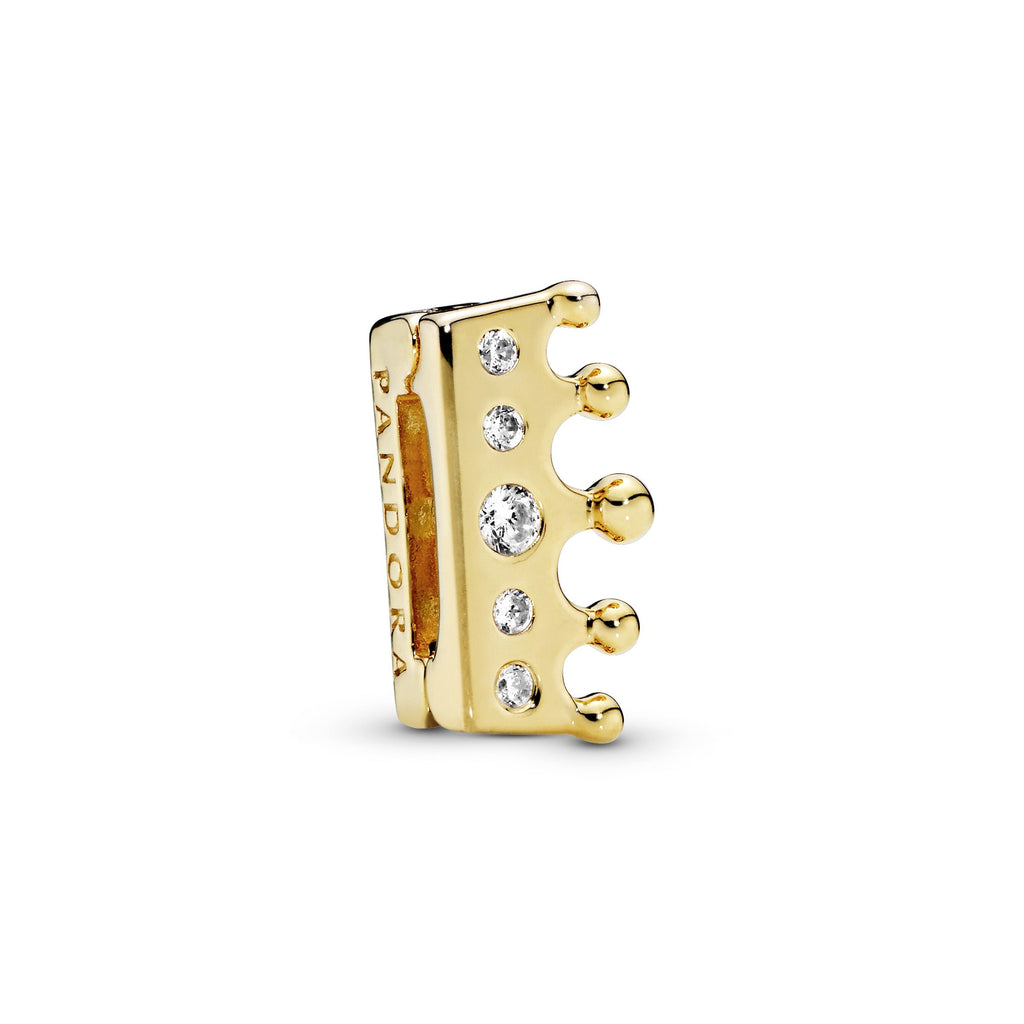 PANDORA Reflexions Crown Clip Charm 14K Gold Plated Unique Metal Blend Charms Bracelet Charm Jewelry Gift