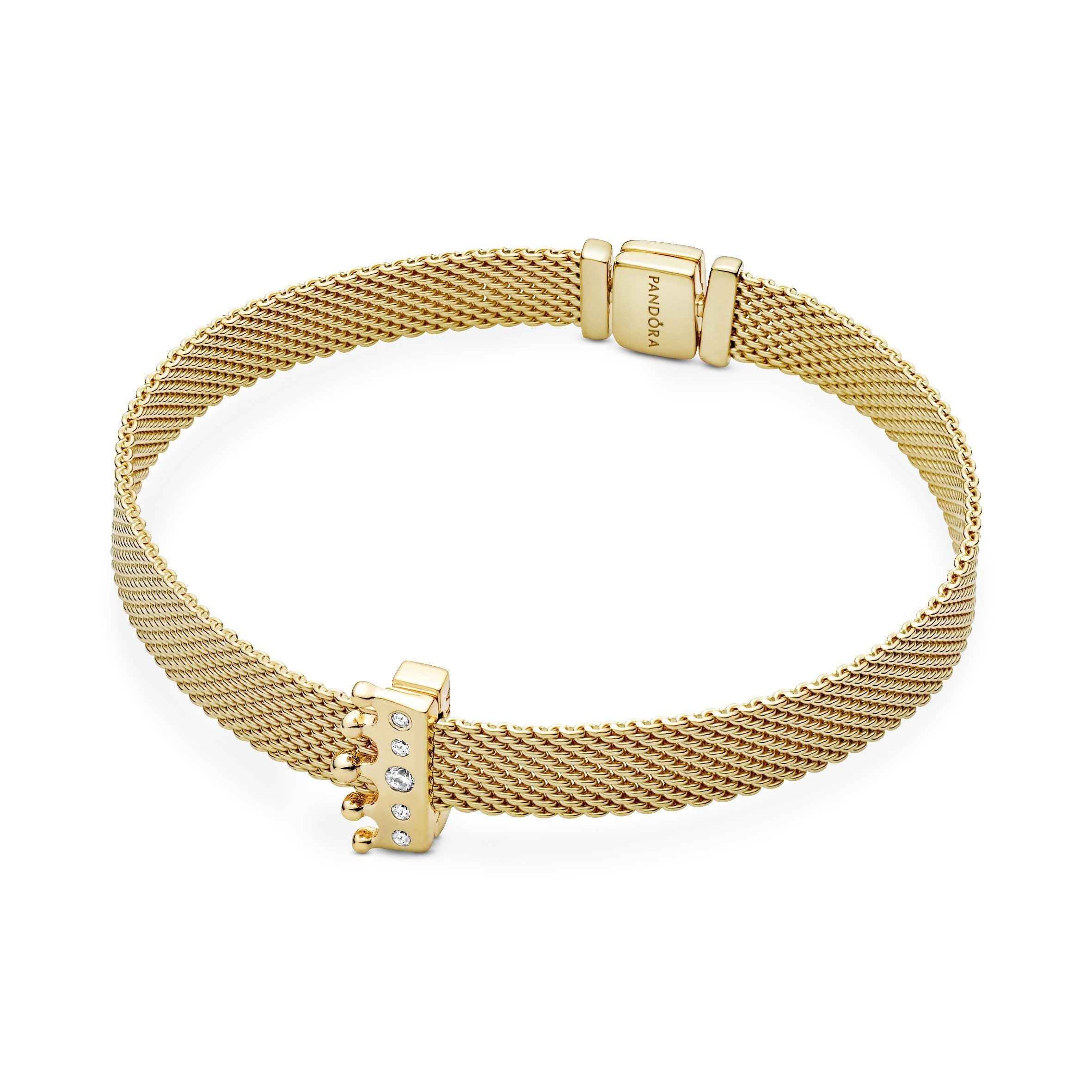 PANDORA Reflexions Crown Clip Charm 14K Gold Plated Unique Metal Blend Charms Bracelet Charm Jewelry Gift