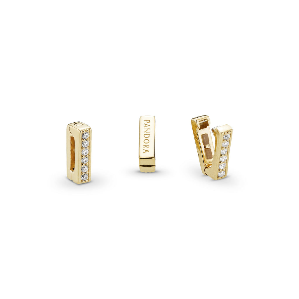 PANDORA Reflexions Sparkling Clip Charm 14K Gold Plated Unique Metal Blend Charms Bracelet Charm Jewelry Gift
