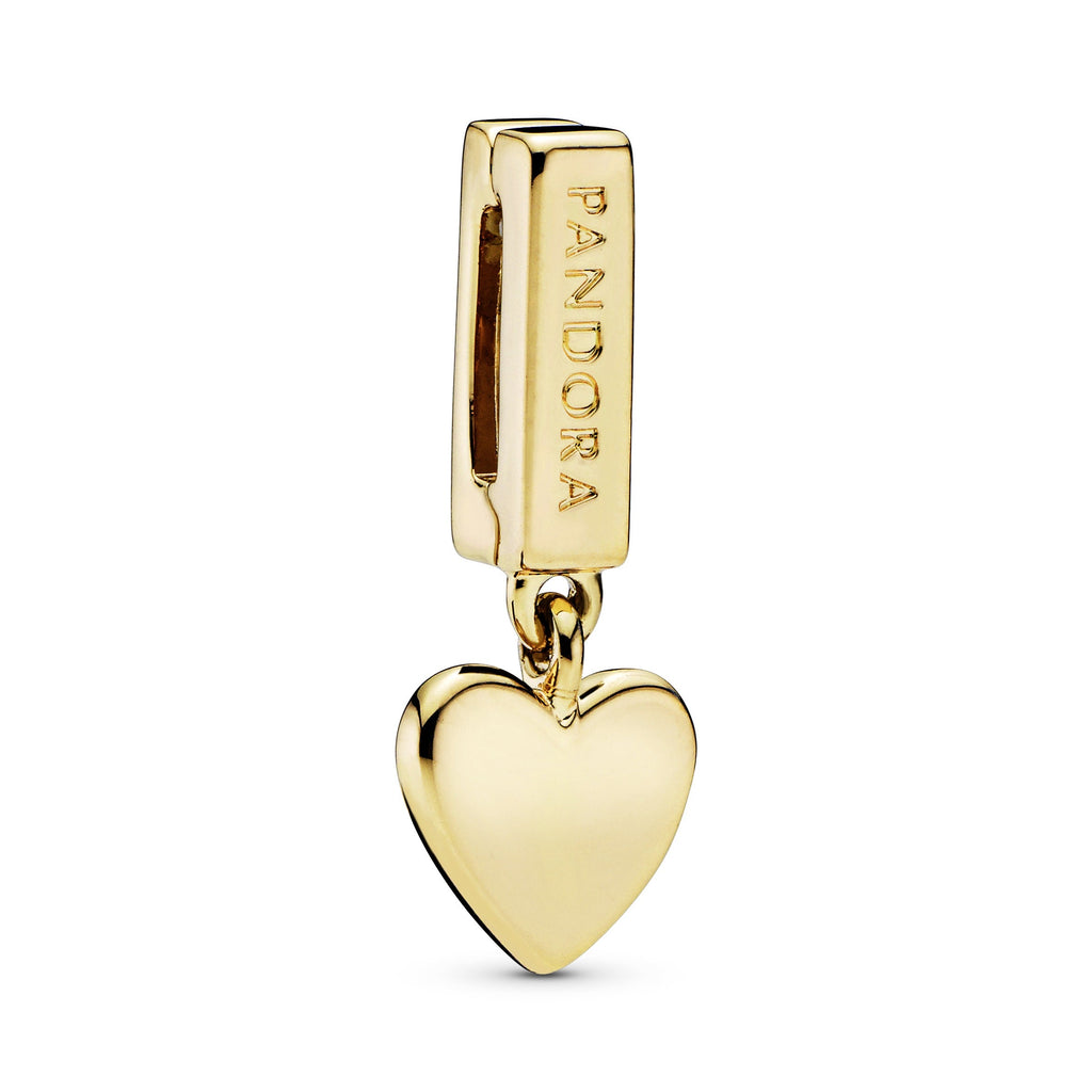 PANDORA Reflexions Heart Dangle Clip Charm 14K Gold Plated Unique Metal Blend Love Charms Bracelet Charm Jewelry Gift