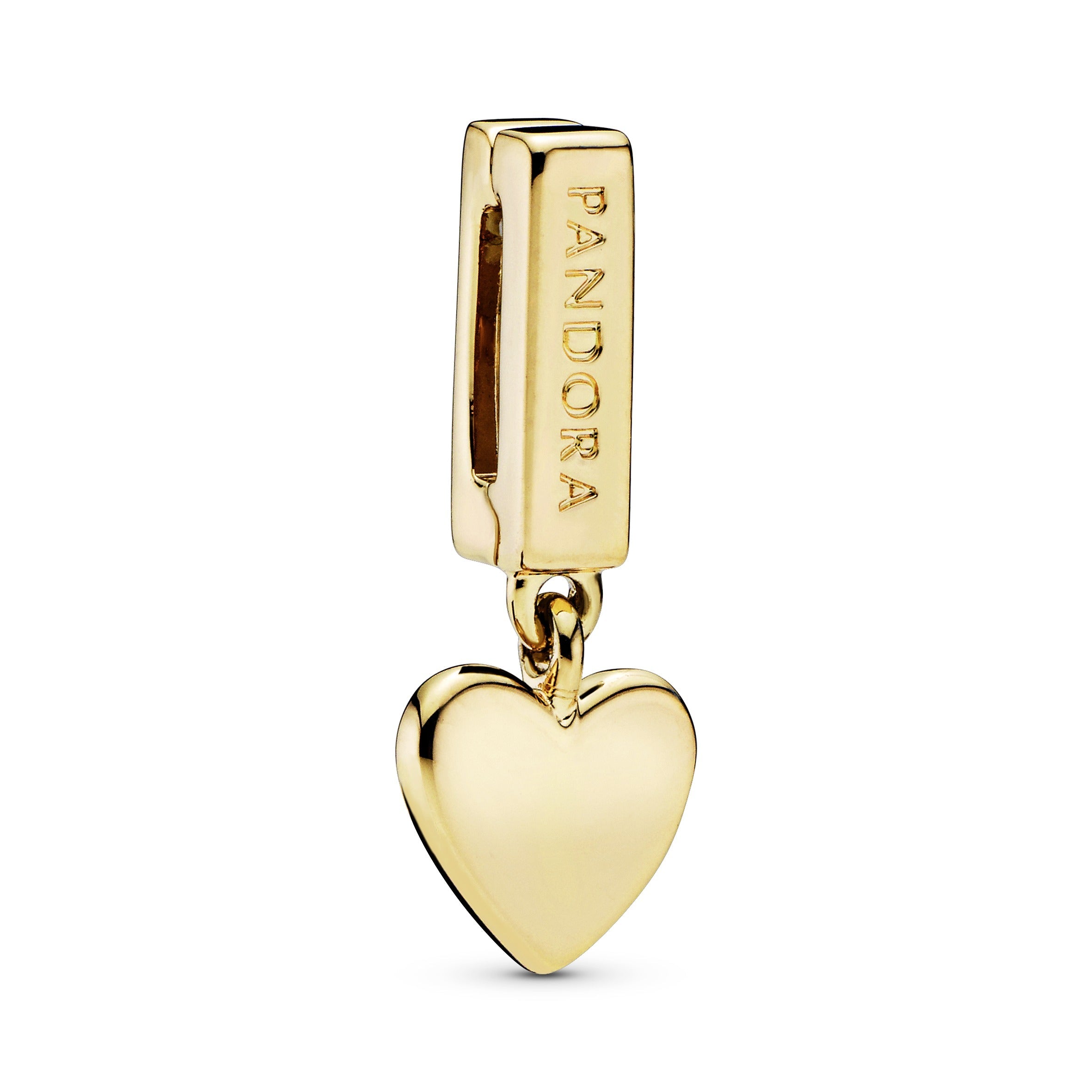 PANDORA Reflexions Heart Dangle Clip Charm 14K Gold Plated Unique Metal Blend Love Charms Bracelet Charm Jewelry Gift