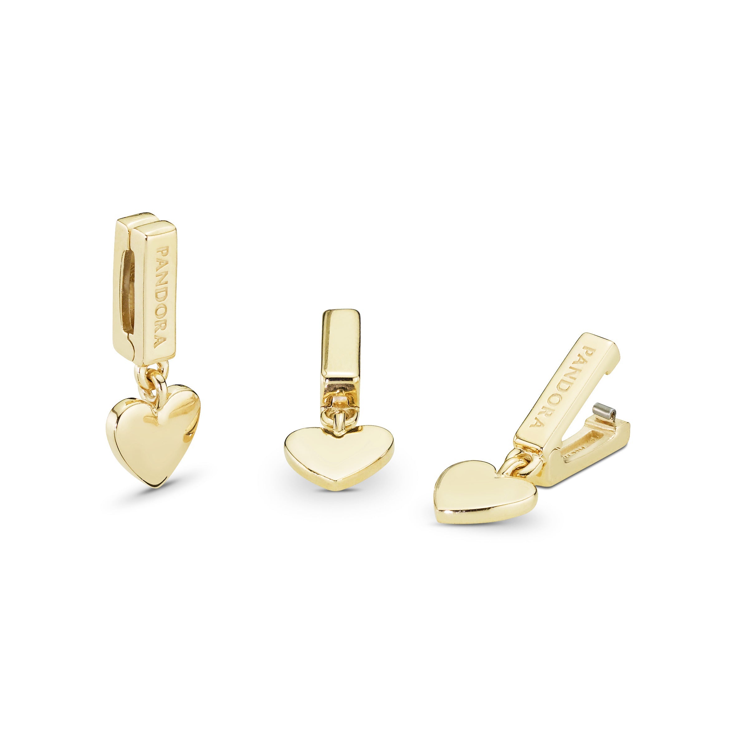 PANDORA Reflexions Heart Dangle Clip Charm 14K Gold Plated Unique Metal Blend Love Charms Bracelet Charm Jewelry Gift
