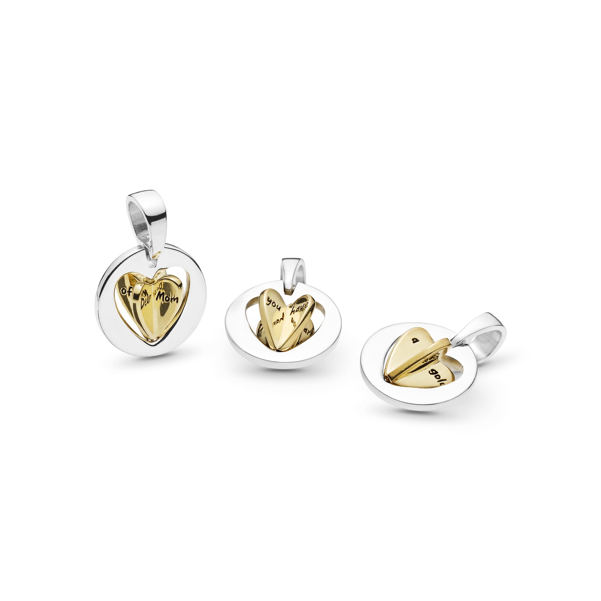 PANDORA Mum S Golden Heart Dangle Charm 14K Gold Plated Unique Metal Blend Family And Friends Charms Bracelet Charm Jewelry Gift