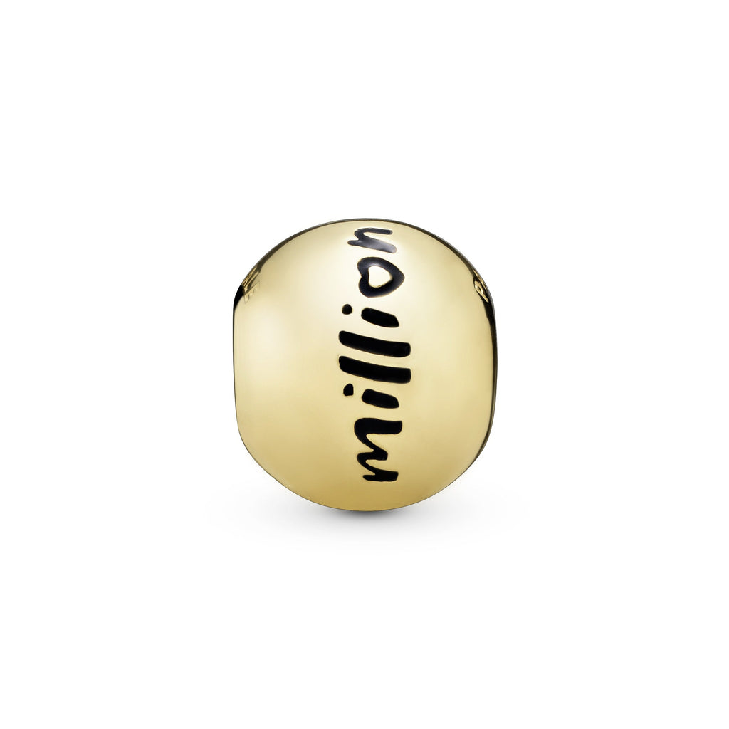PANDORA Polished Script And Heart Charm 14K Gold Plated Unique Metal Blend Charms Bracelet Charm Jewelry Gift
