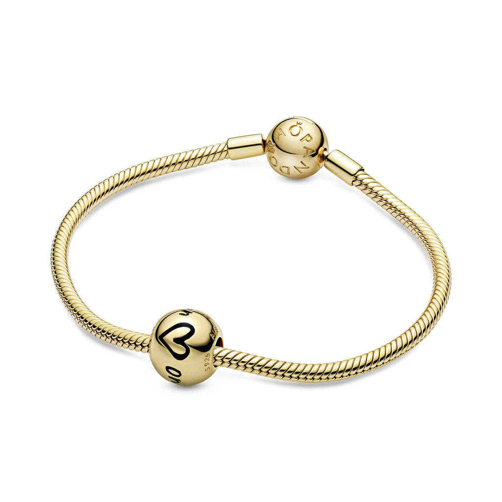 PANDORA Polished Script And Heart Charm 14K Gold Plated Unique Metal Blend Charms Bracelet Charm Jewelry Gift