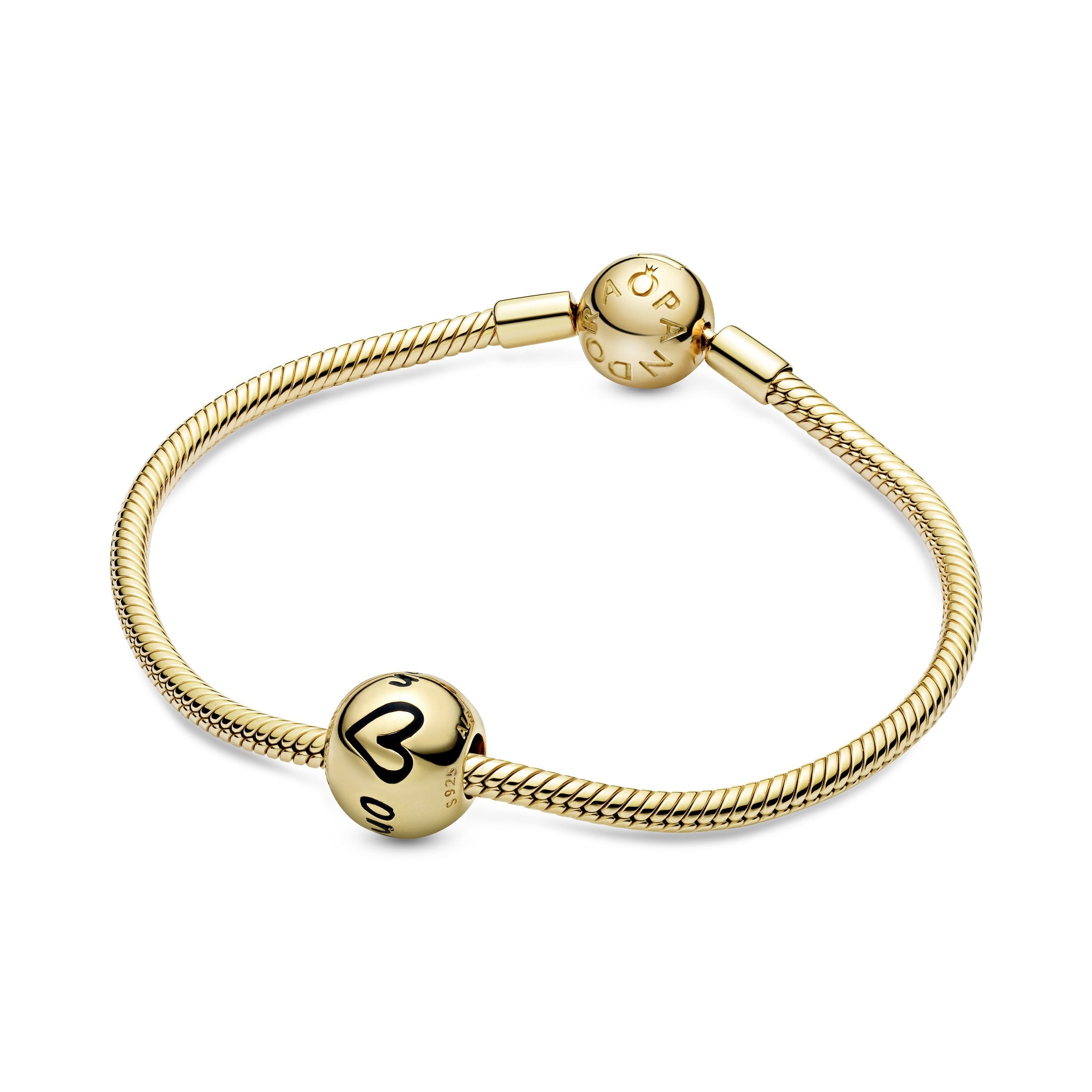 PANDORA Polished Script And Heart Charm 14K Gold Plated Unique Metal Blend Charms Bracelet Charm Jewelry Gift