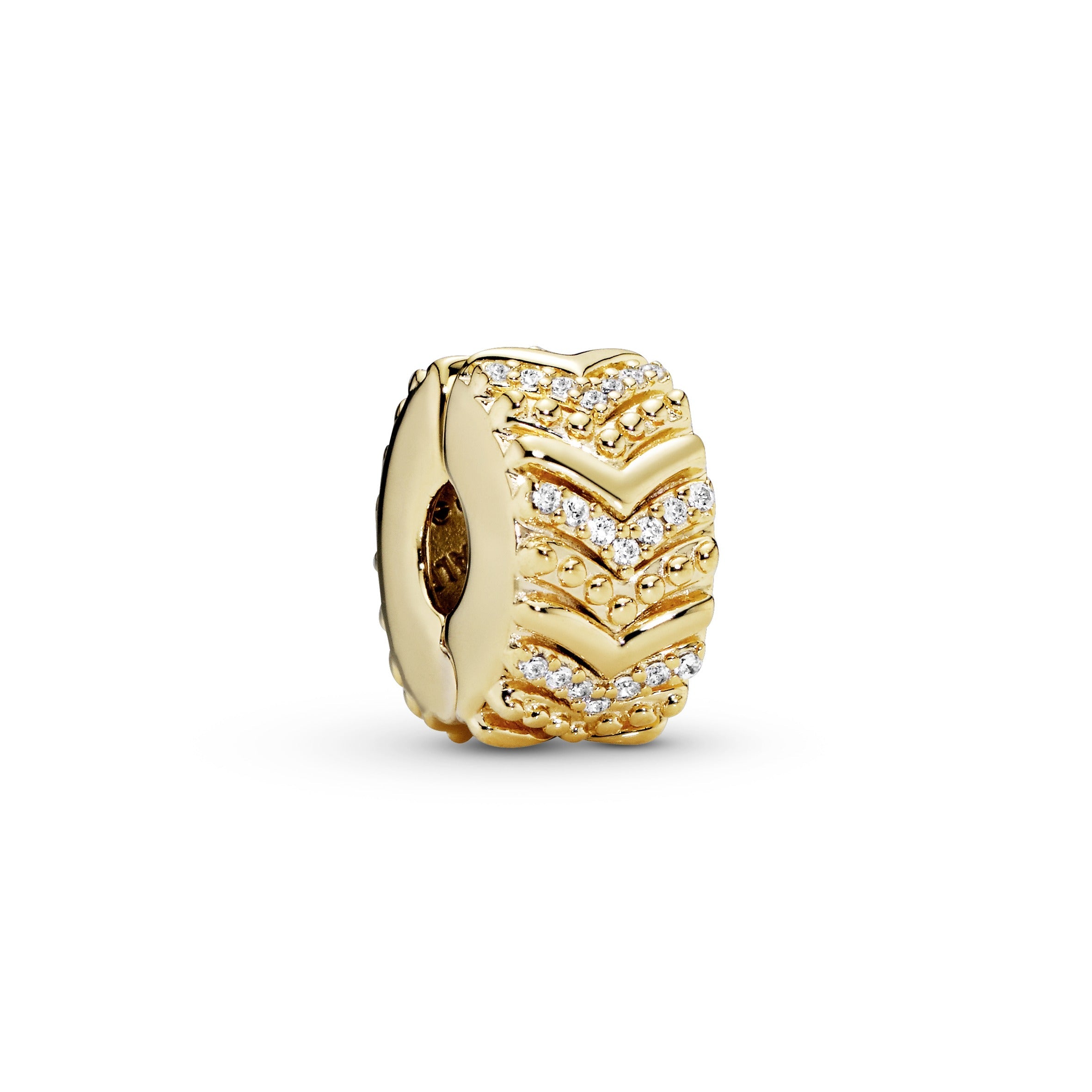 PANDORA Sparkling Wishbone Clip Charm 14K Gold Plated Unique Metal Blend Charms Bracelet Charm Jewelry Gift