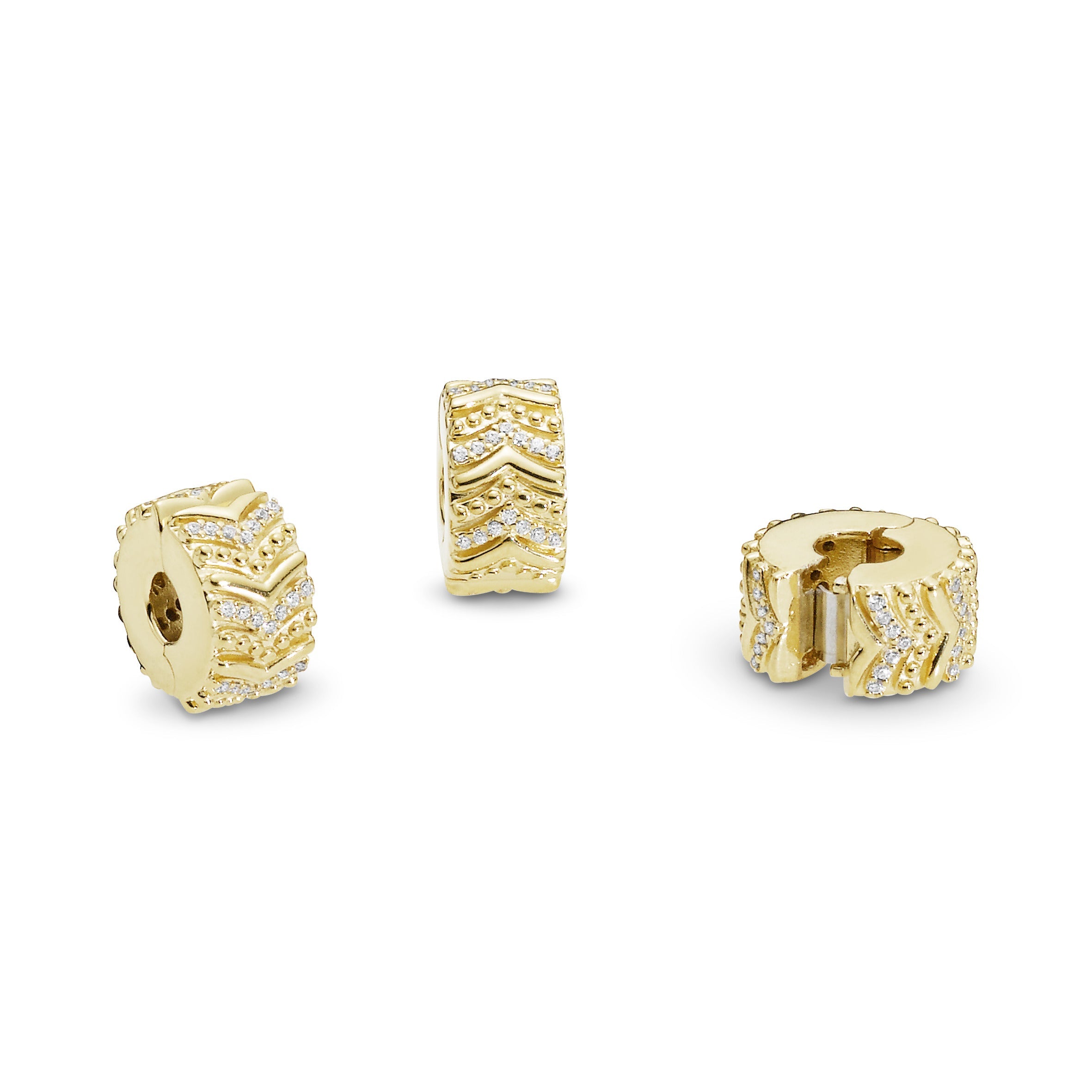 PANDORA Sparkling Wishbone Clip Charm 14K Gold Plated Unique Metal Blend Charms Bracelet Charm Jewelry Gift