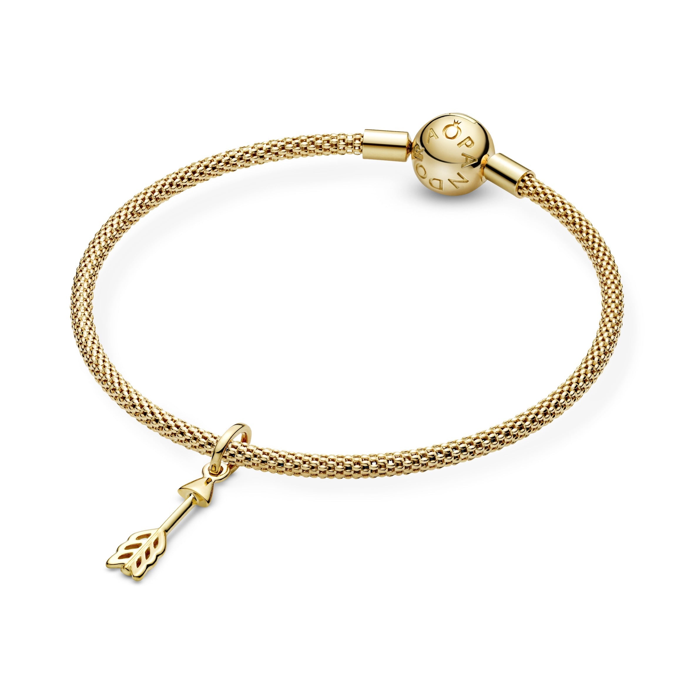 PANDORA Arrow Of Cupid Dangle Charm 14K Gold Plated Unique Metal Blend Charms Bracelet Charm Jewelry Gift