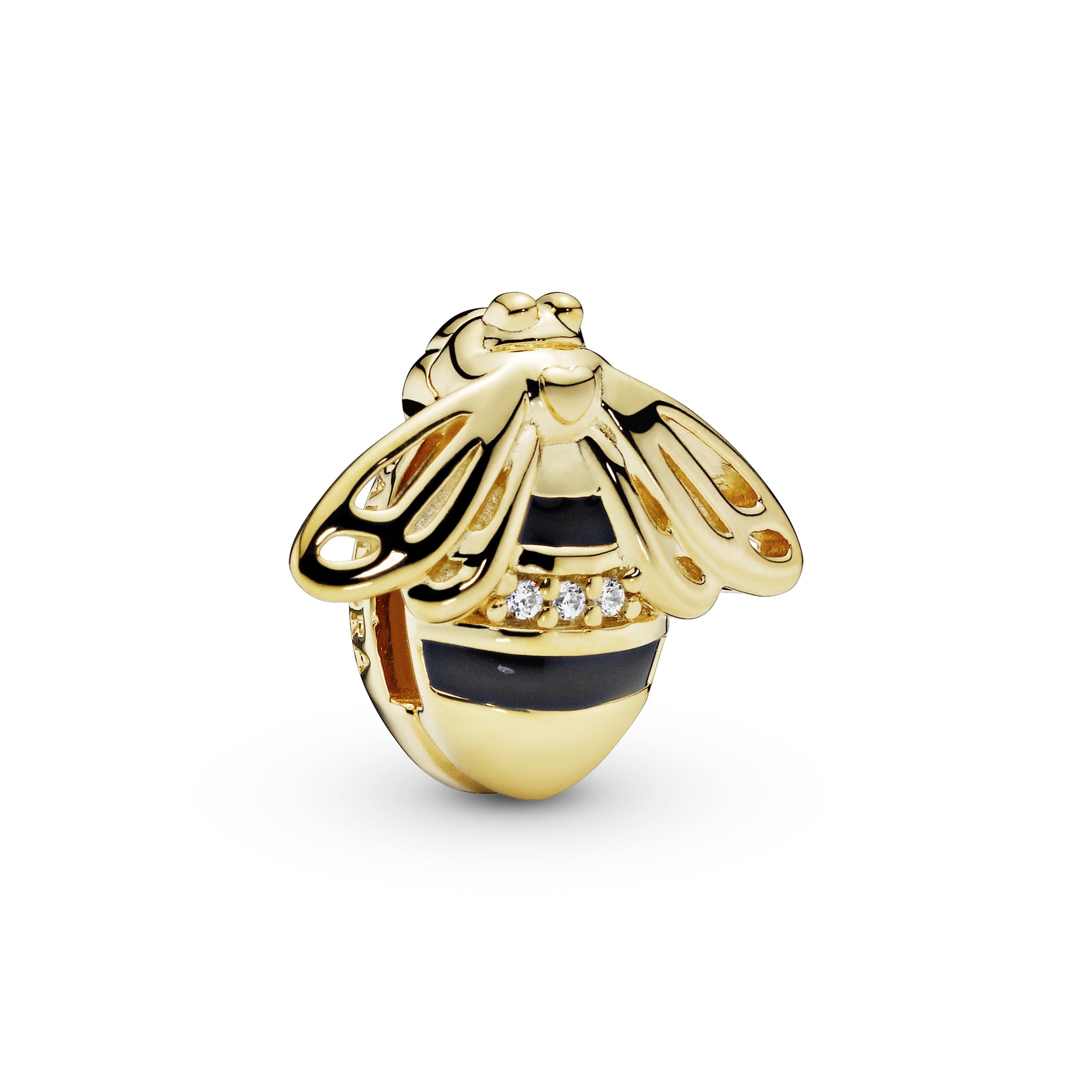 PANDORA Bee Clip Charm 14K Gold Plated Unique Metal Blend Black Animals Charms Bracelet Charm Jewelry Gift
