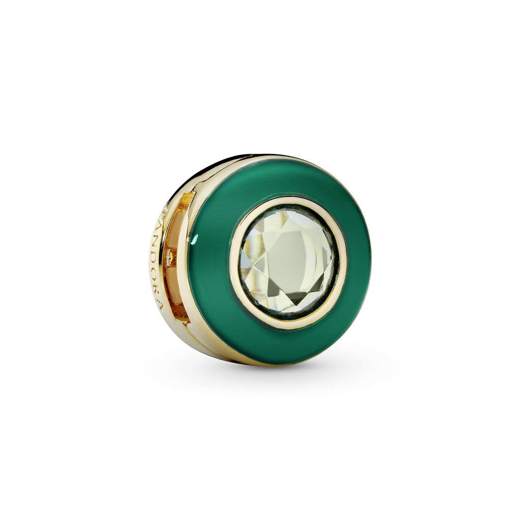 PANDORA Green Circle Clip Charm 14K Gold Plated Unique Metal Blend Charms Bracelet Charm Jewelry Gift