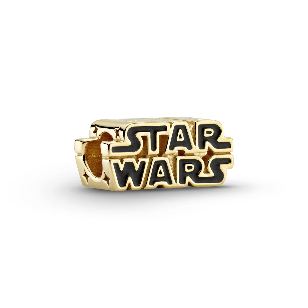 PANDORA Star Wars Shining 3D Logo Charm 14K Gold Plated Unique Metal Blend Black Charms Bracelet Charm Jewelry Gift
