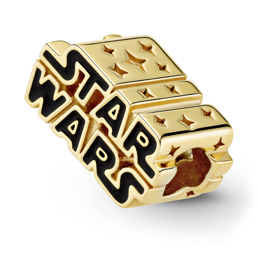 PANDORA Star Wars Shining 3D Logo Charm 14K Gold Plated Unique Metal Blend Black Charms Bracelet Charm Jewelry Gift