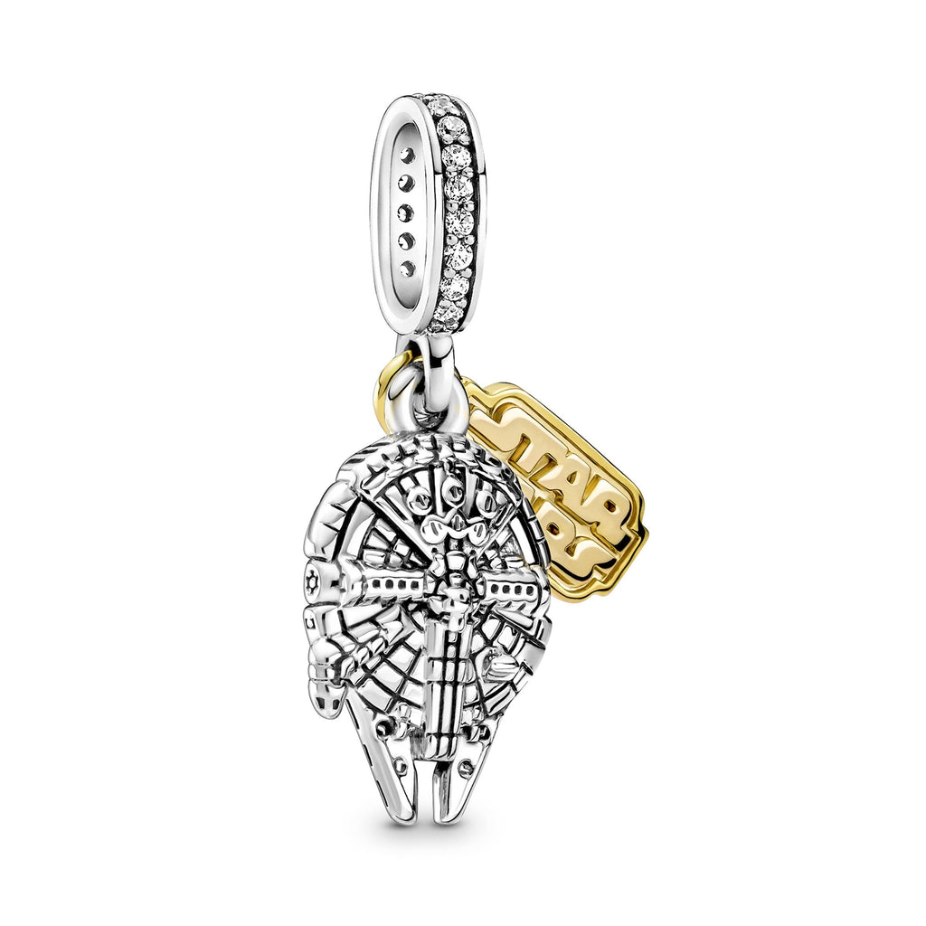 PANDORA Star Wars Millennium Falcon Dangle Charm 14K Gold Plated Unique Metal Blend Charms Bracelet Charm Jewelry Gift