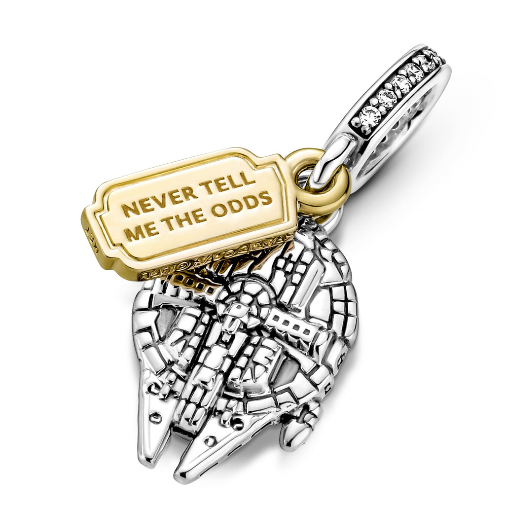 PANDORA Star Wars Millennium Falcon Dangle Charm 14K Gold Plated Unique Metal Blend Charms Bracelet Charm Jewelry Gift