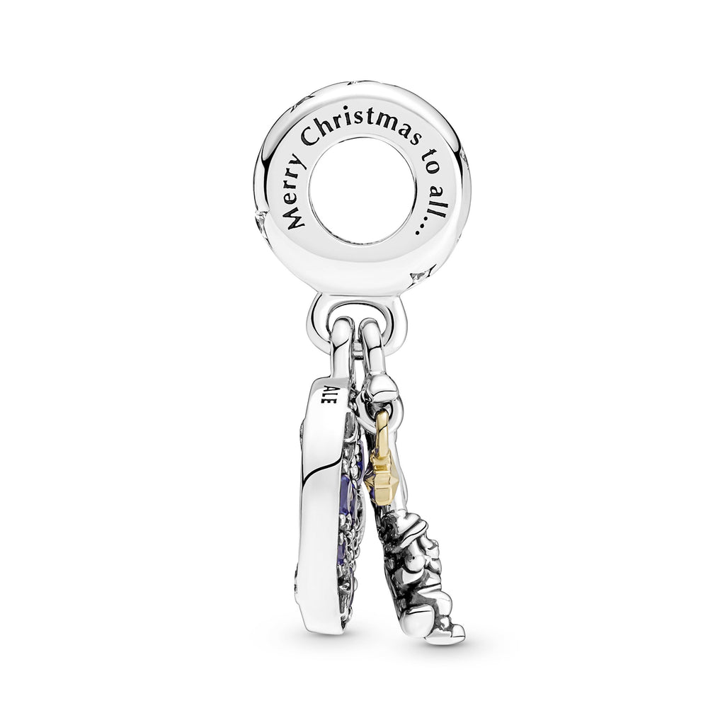 PANDORA Santa Claus On The Moon Double Dangle Charm Sterling Silver Occasions Charms Bracelet Charm Jewelry Gift