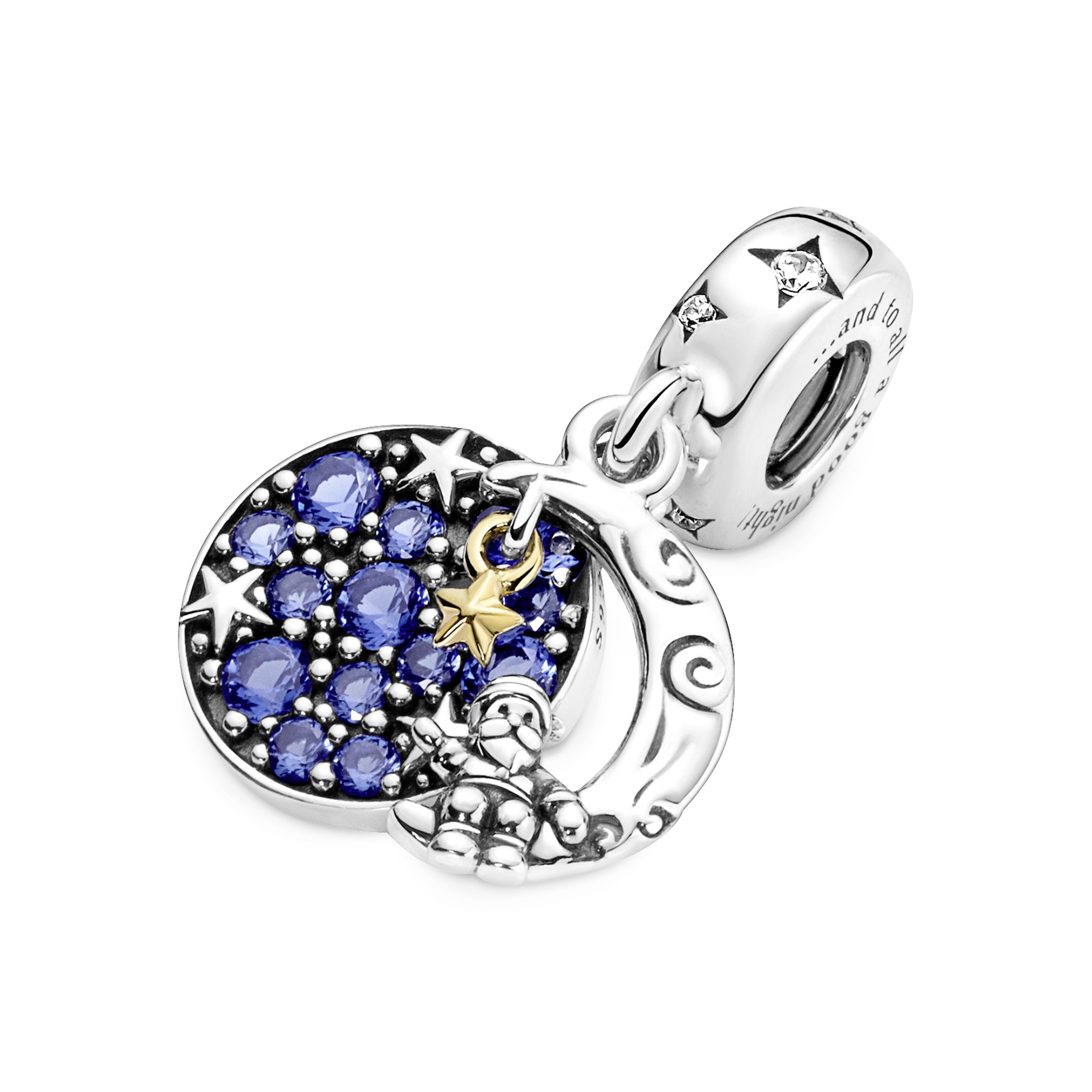 PANDORA Santa Claus On The Moon Double Dangle Charm Sterling Silver Occasions Charms Bracelet Charm Jewelry Gift