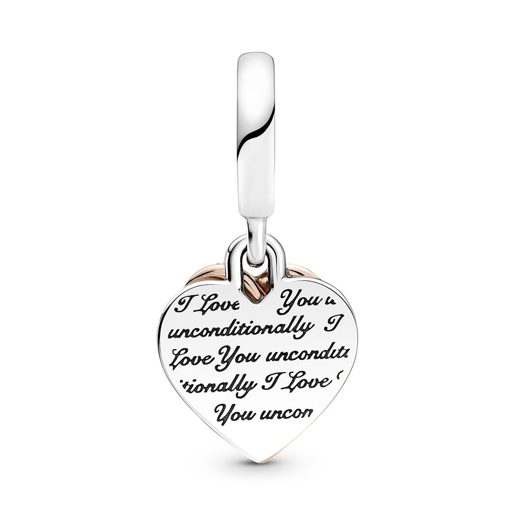 PANDORA Entwined Hearts Double Dangle Charm 14K Rose Gold Plated Unique Metal Blend Charms Bracelet Charm Jewelry Gift