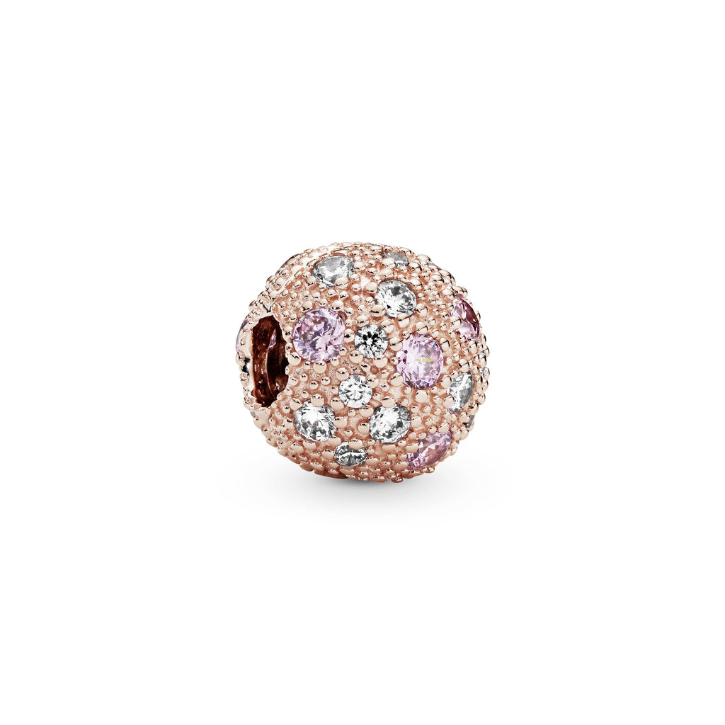 PANDORA Pink Beaded Texture Clip Charm 14K Rose Gold Plated Unique Metal Blend Charms Bracelet Charm Jewelry Gift
