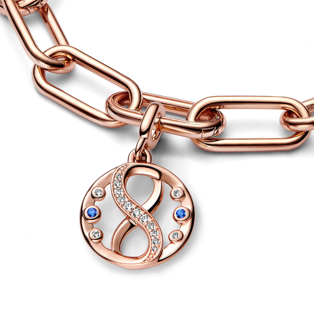 PANDORA ME Infinity Symbol Medallion 14K Rose Gold Plated Unique Metal Blend Charms Bracelet Charm Jewelry Gift
