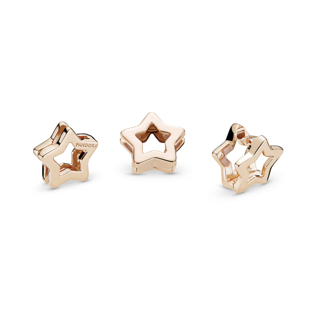 PANDORA Star Clip Charm 14K Rose Gold Plated Unique Metal Blend Charms Bracelet Charm Jewelry Gift