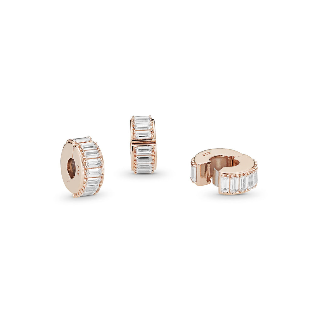 PANDORA Sparkling Ice Cube Clip Charm 14K Rose Gold Plated Unique Metal Blend Charms Bracelet Charm Jewelry Gift