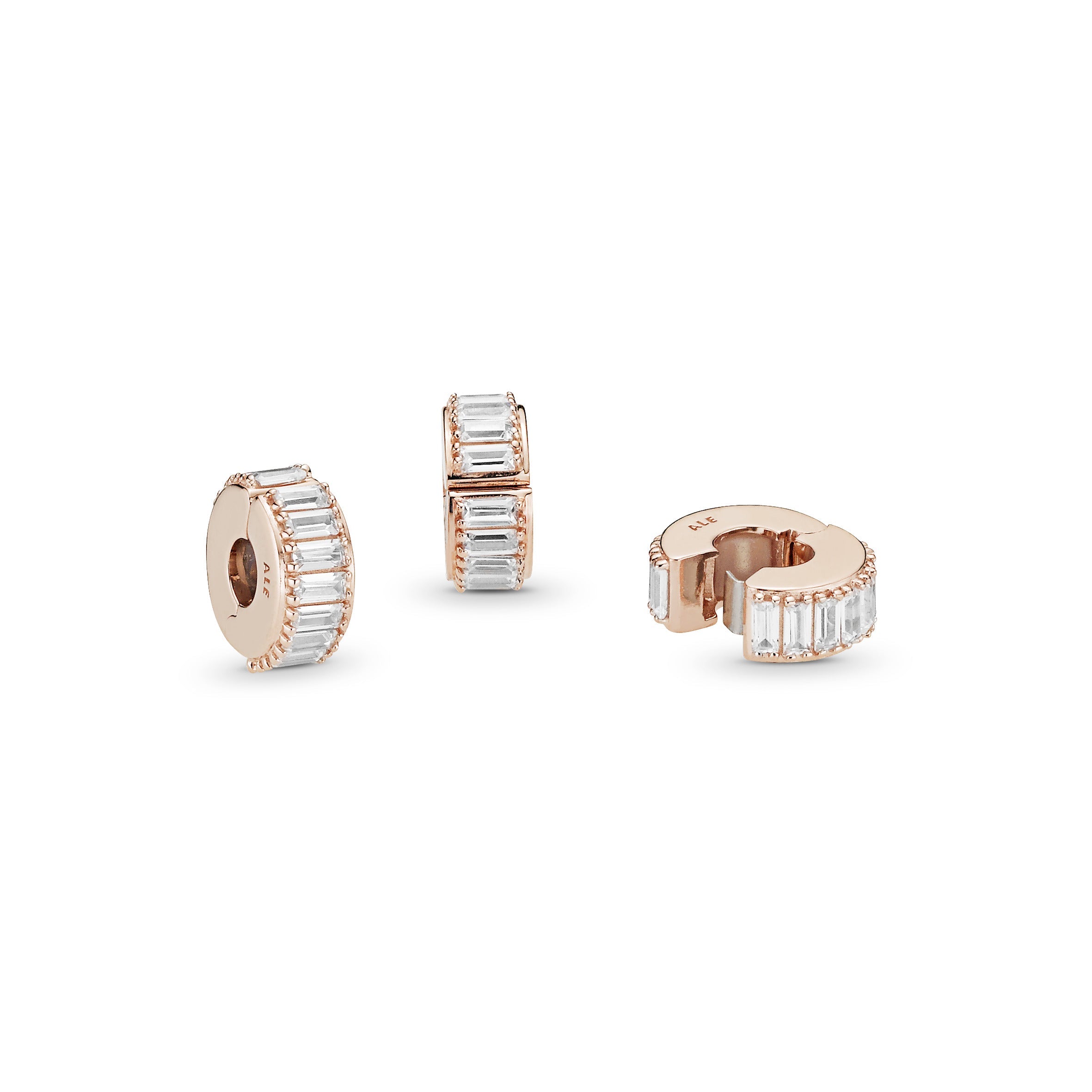 PANDORA Sparkling Ice Cube Clip Charm 14K Rose Gold Plated Unique Metal Blend Charms Bracelet Charm Jewelry Gift