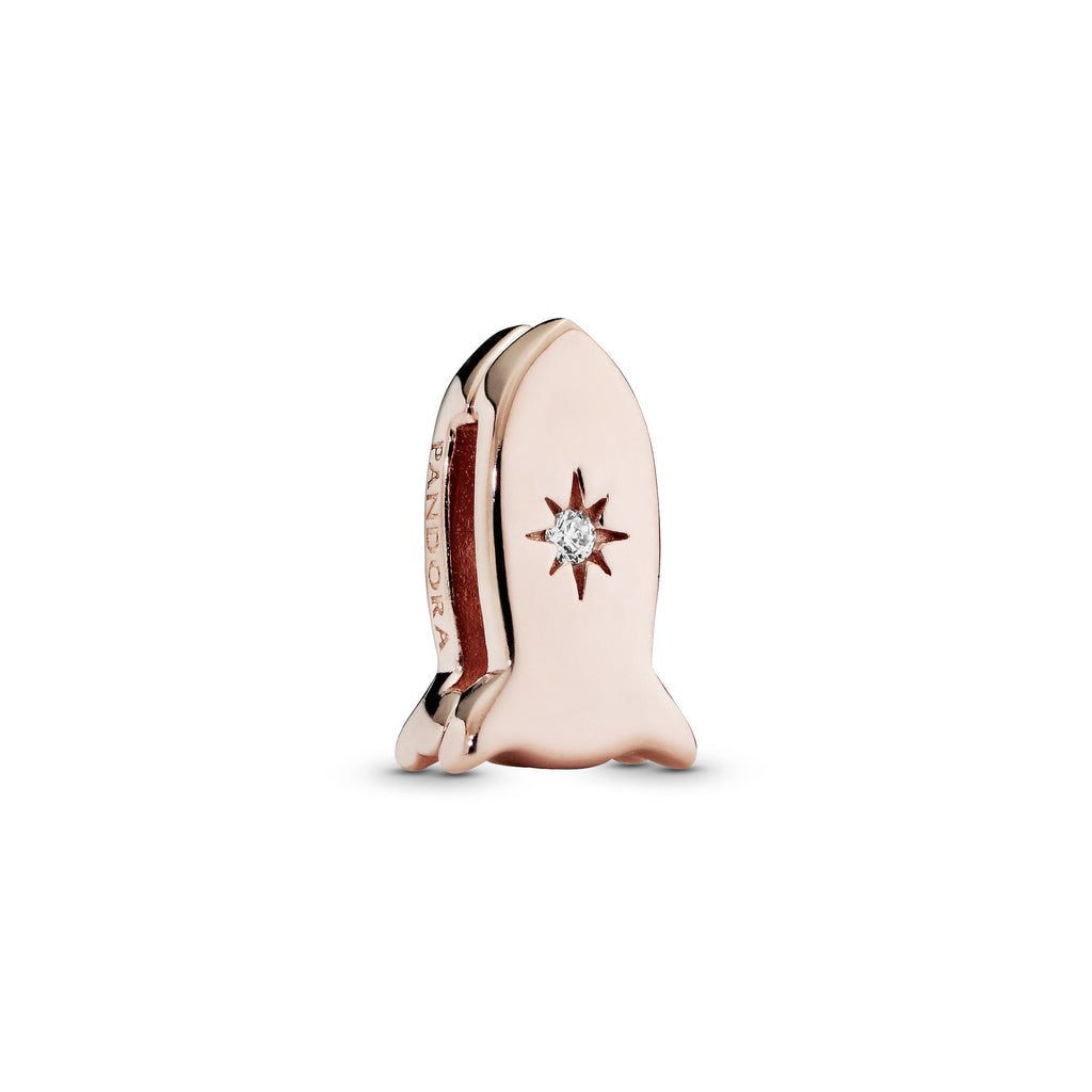 PANDORA Reflexions Space Rocket Clip Charm 14K Rose Gold Plated Unique Metal Blend Charms Bracelet Charm Jewelry Gift