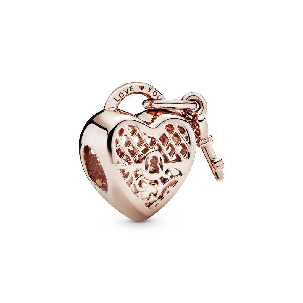 PANDORA Love You Heart Padlock Charm 14K Rose Gold Plated Unique Metal Blend Charms Bracelet Charm Jewelry Gift
