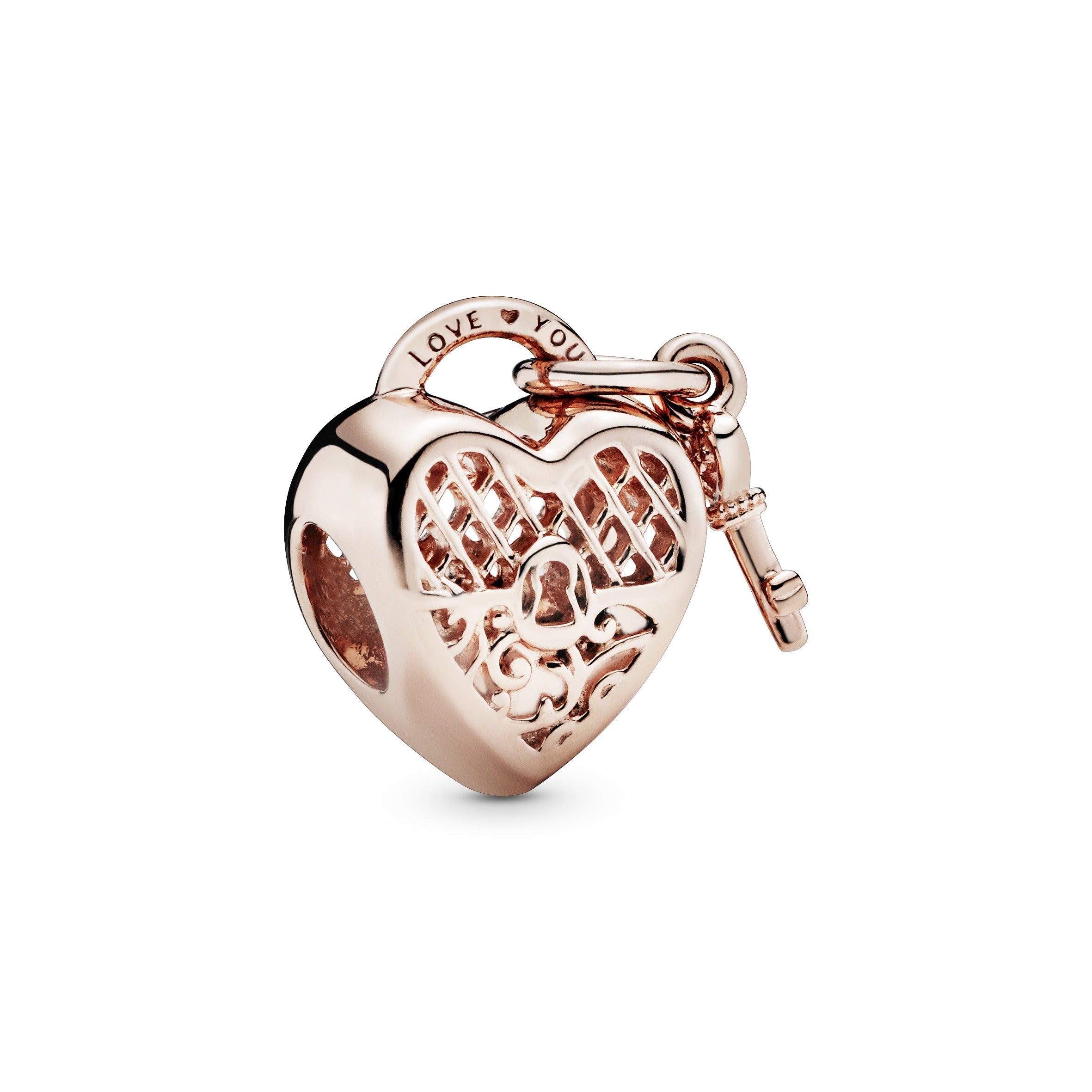 PANDORA Love You Heart Padlock Charm 14K Rose Gold Plated Unique Metal Blend Charms Bracelet Charm Jewelry Gift