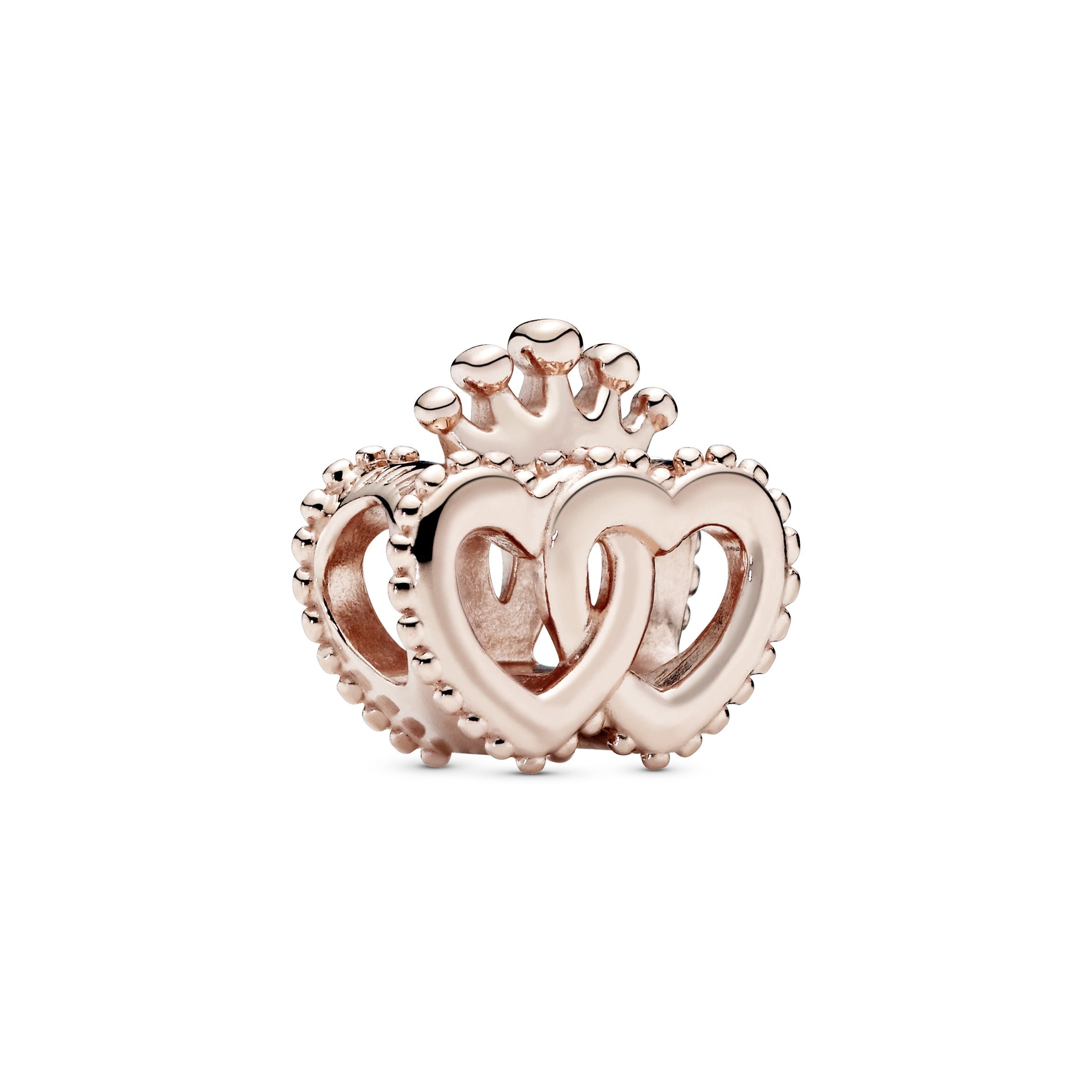 PANDORA Crown And Entwined Hearts Charm 14K Rose Gold Plated Unique Metal Blend Charms Bracelet Charm Jewelry Gift