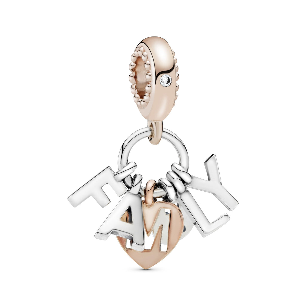 PANDORA Family Letters Dangle Charm 14K Rose Gold Plated Unique Metal Blend Family And Friends Charms Bracelet Charm Jewelry Gift