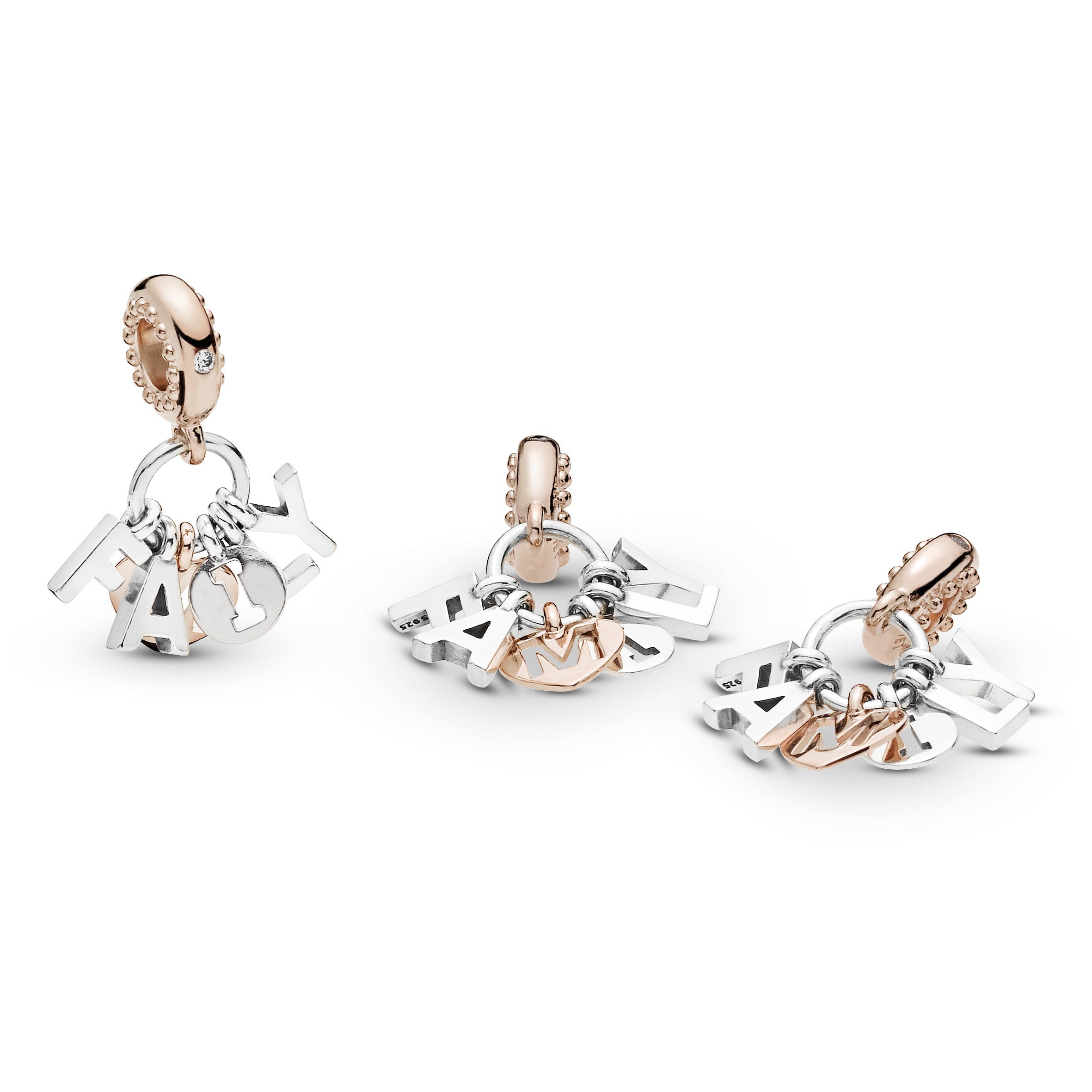 PANDORA Family Letters Dangle Charm 14K Rose Gold Plated Unique Metal Blend Family And Friends Charms Bracelet Charm Jewelry Gift