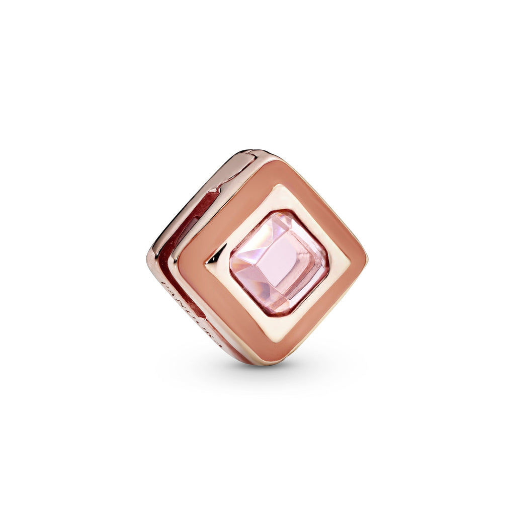 PANDORA Pink Square Clip Charm 14K Rose Gold Plated Unique Metal Blend Charms Bracelet Charm Jewelry Gift