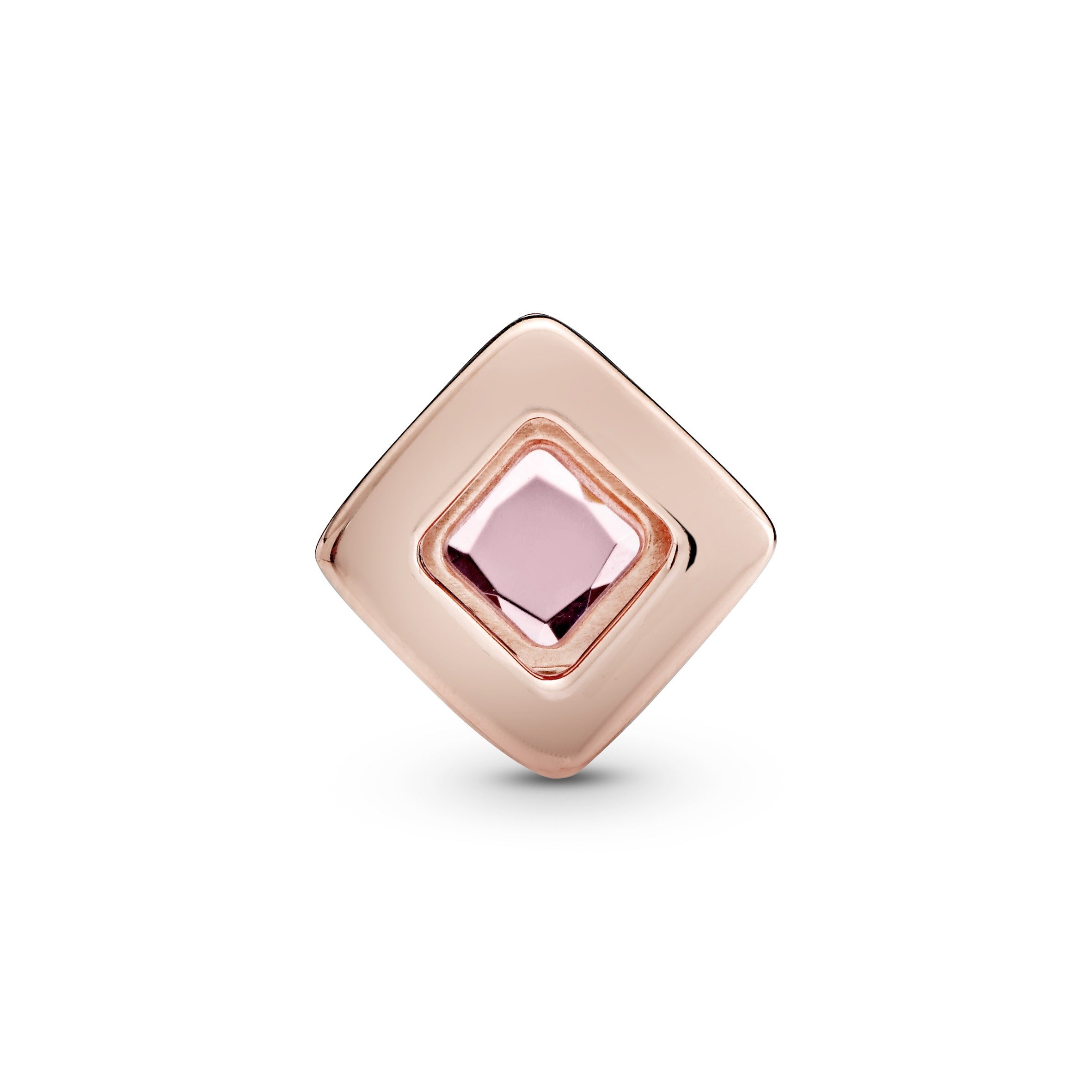 PANDORA Pink Square Clip Charm 14K Rose Gold Plated Unique Metal Blend Charms Bracelet Charm Jewelry Gift