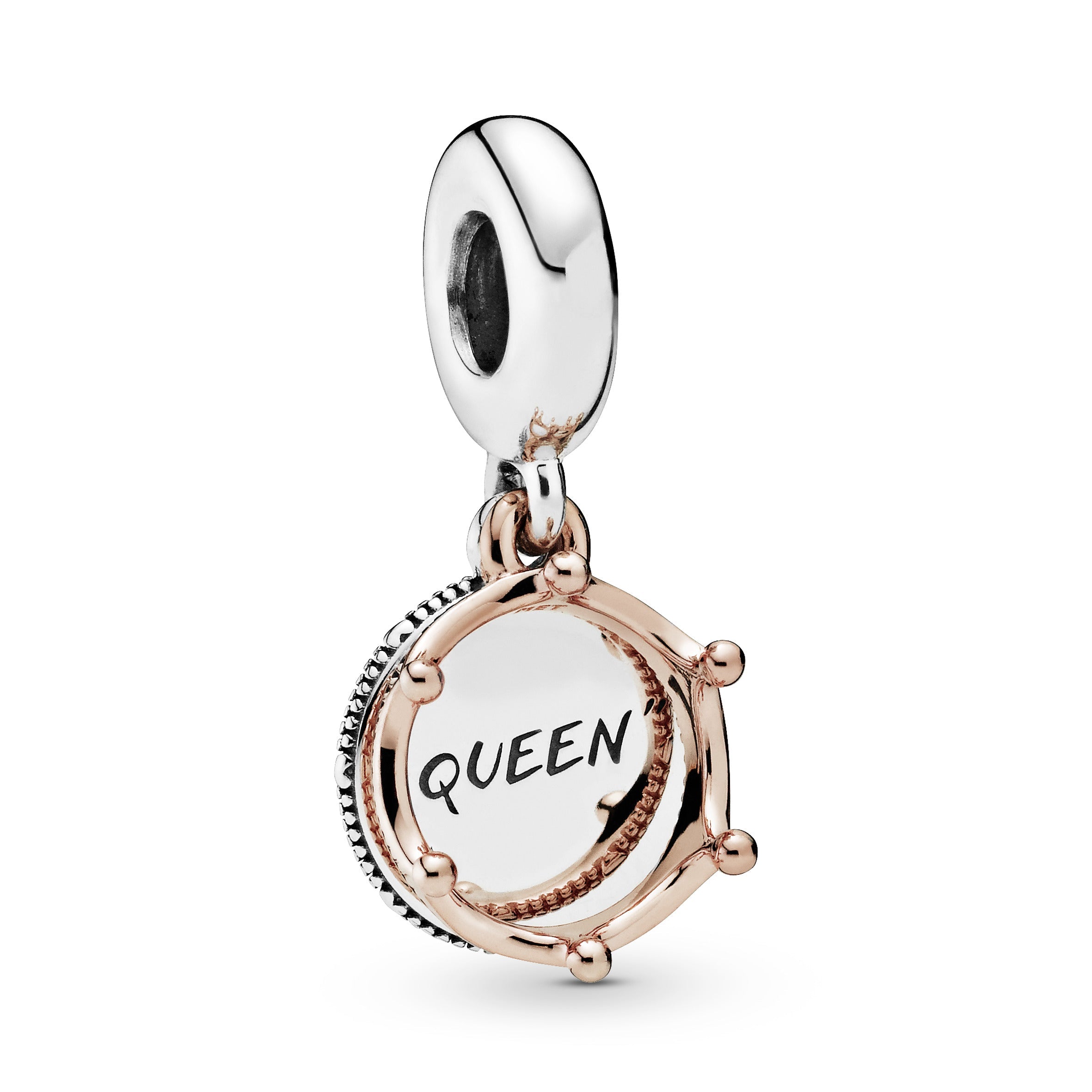 PANDORA Queen And Regal Crown Dangle Charm 14K Rose Gold Plated Unique Metal Blend Charms Bracelet Charm Jewelry Gift