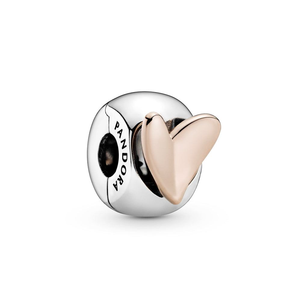 PANDORA Freehand Heart Clip Charm 14K Gold Plated Unique Metal Blend Charms Bracelet Charm Jewelry Gift