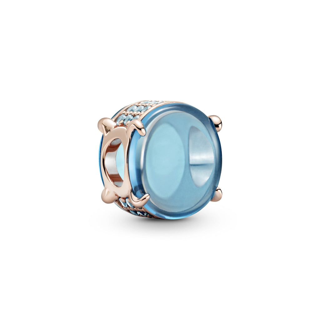 PANDORA Blue Oval Cabochon Charm 14K Rose Gold Plated Unique Metal Blend Symbols And Colours Charms Bracelet Charm Jewelry Gift