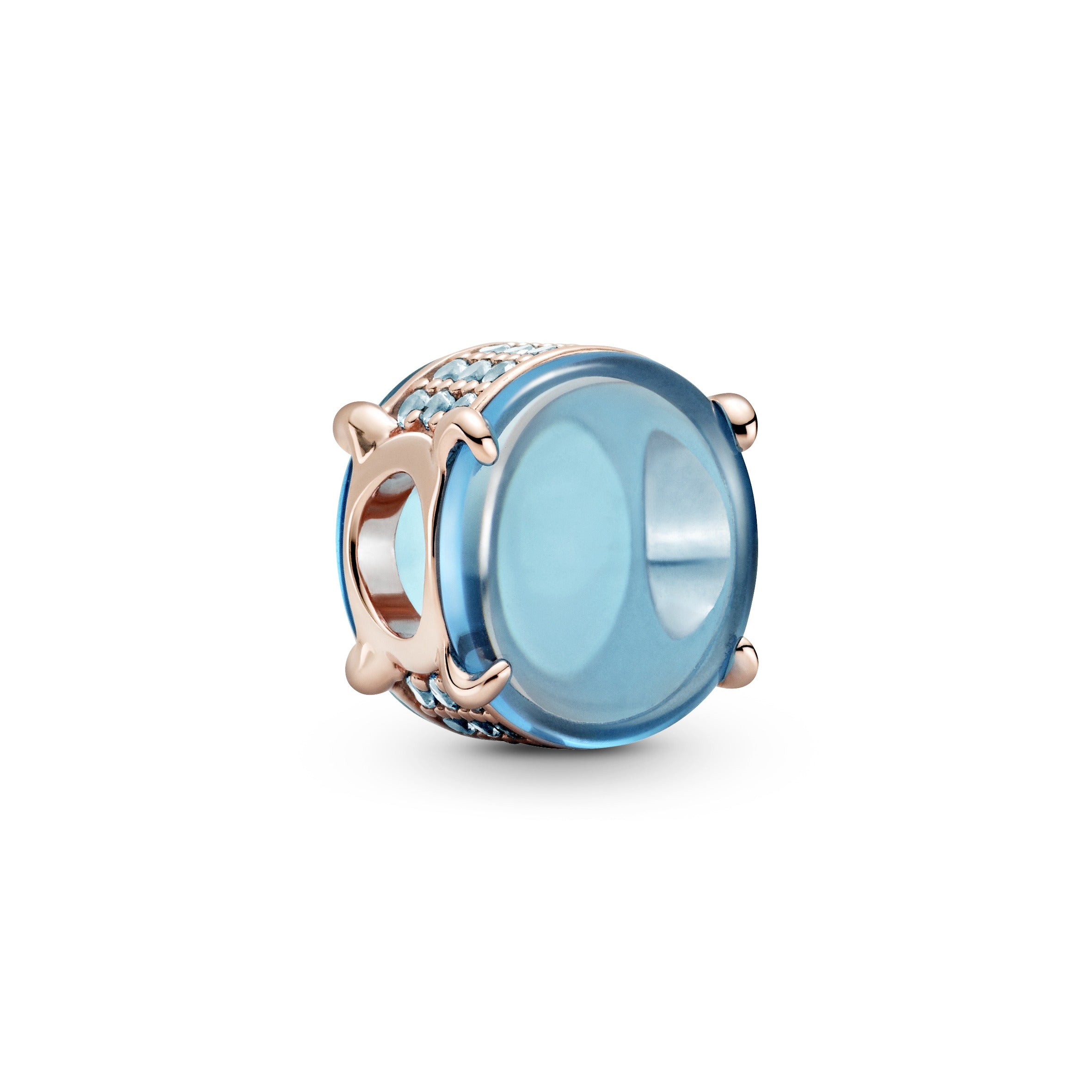 PANDORA Blue Oval Cabochon Charm 14K Rose Gold Plated Unique Metal Blend Symbols And Colours Charms Bracelet Charm Jewelry Gift