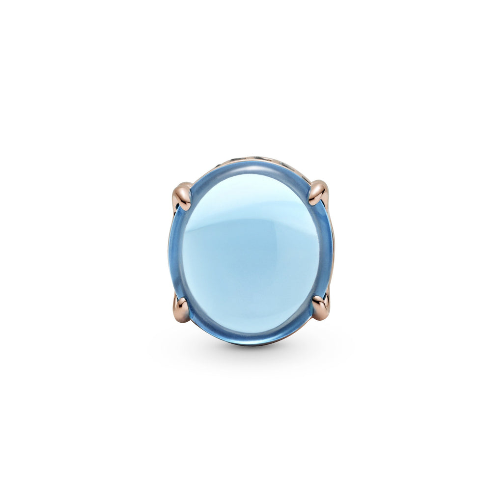 PANDORA Blue Oval Cabochon Charm 14K Rose Gold Plated Unique Metal Blend Symbols And Colours Charms Bracelet Charm Jewelry Gift