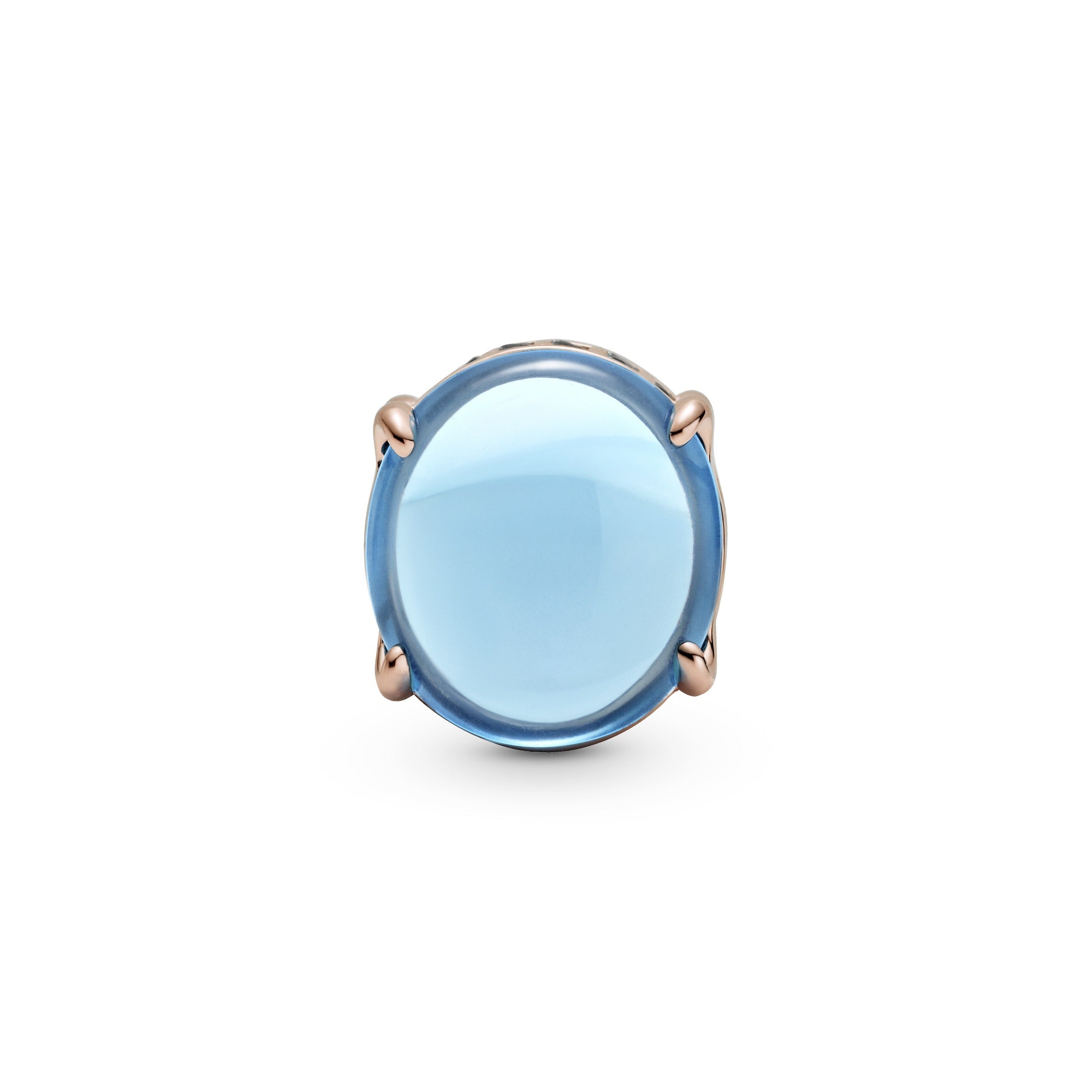 PANDORA Blue Oval Cabochon Charm 14K Rose Gold Plated Unique Metal Blend Symbols And Colours Charms Bracelet Charm Jewelry Gift