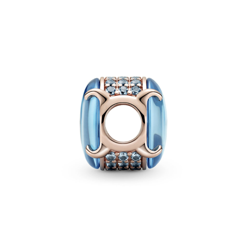 PANDORA Blue Oval Cabochon Charm 14K Rose Gold Plated Unique Metal Blend Symbols And Colours Charms Bracelet Charm Jewelry Gift
