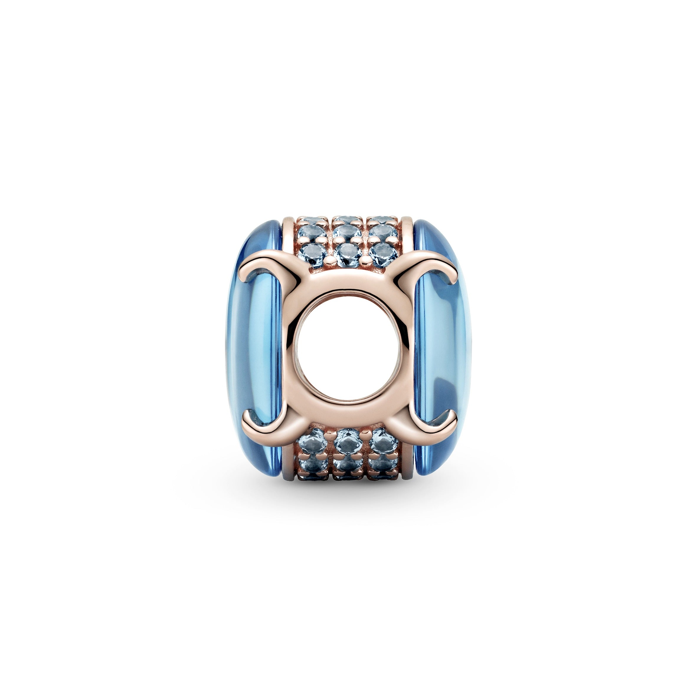 PANDORA Blue Oval Cabochon Charm 14K Rose Gold Plated Unique Metal Blend Symbols And Colours Charms Bracelet Charm Jewelry Gift