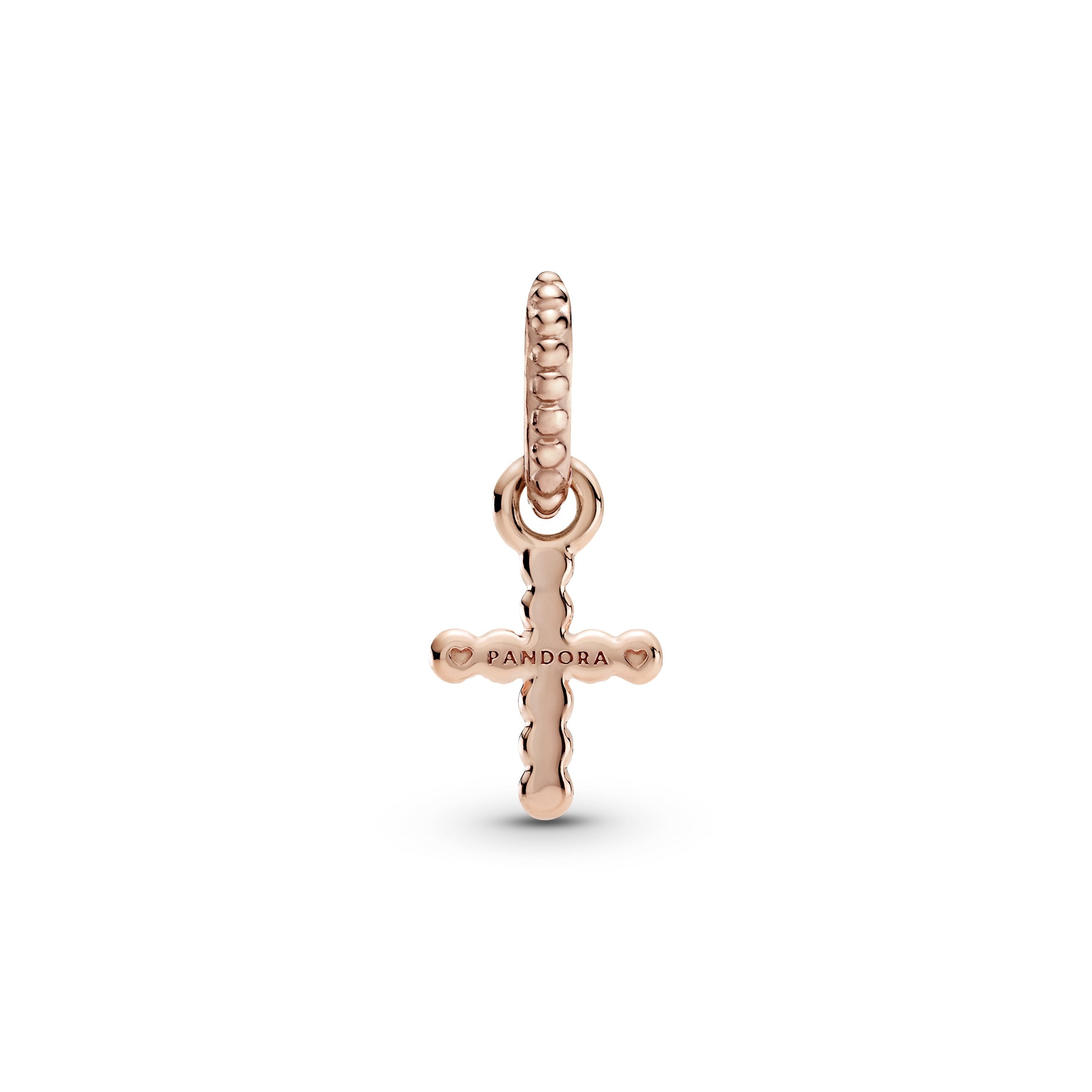 PANDORA Beaded Cross Dangle Charm 14K Rose Gold Plated Unique Metal Blend Symbols And Colours Charms Bracelet Charm Jewelry Gift