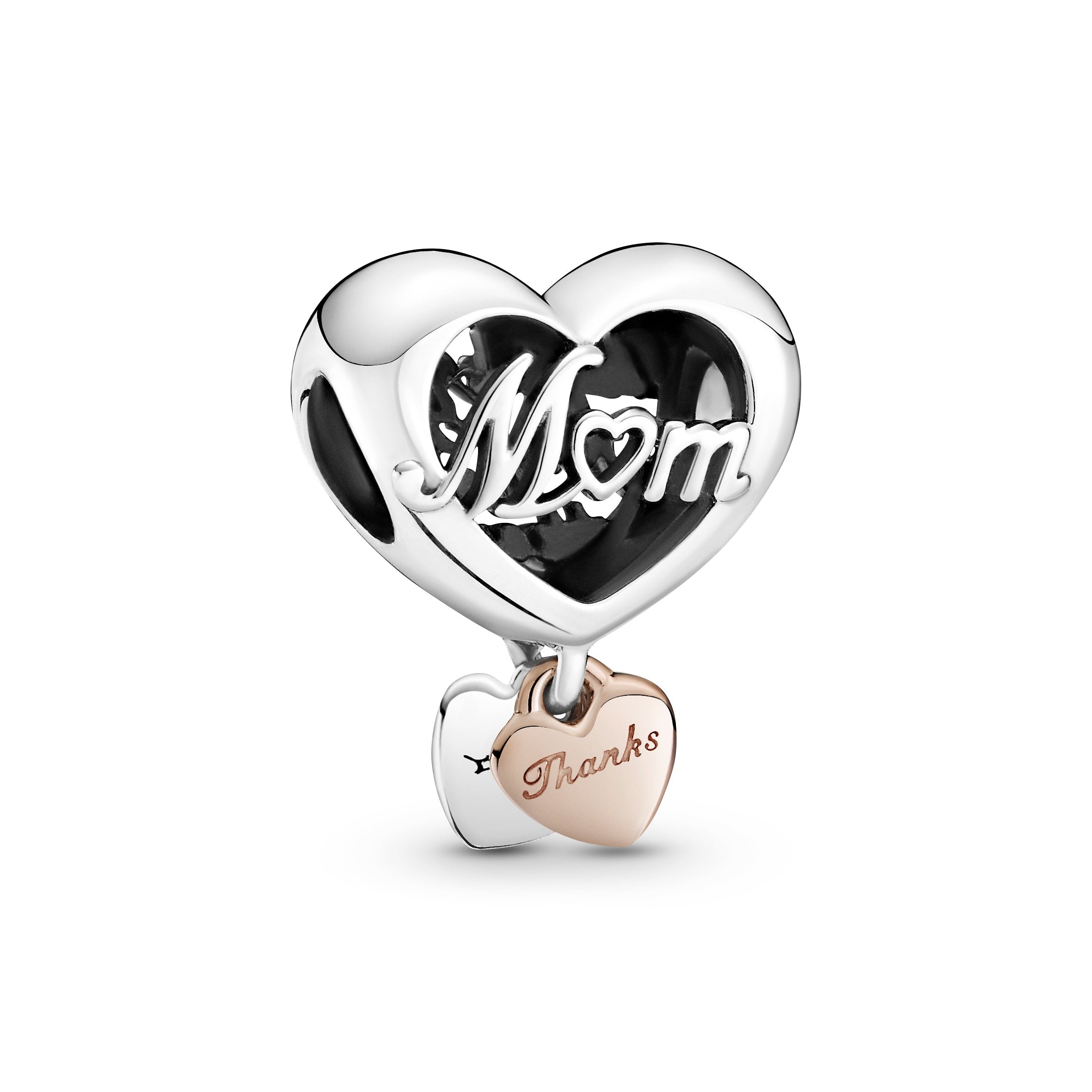 PANDORA Thank You Mum Heart Charm 14K Rose Gold Plated Unique Metal Blend Family And Friends Charms Bracelet Charm Jewelry Gift