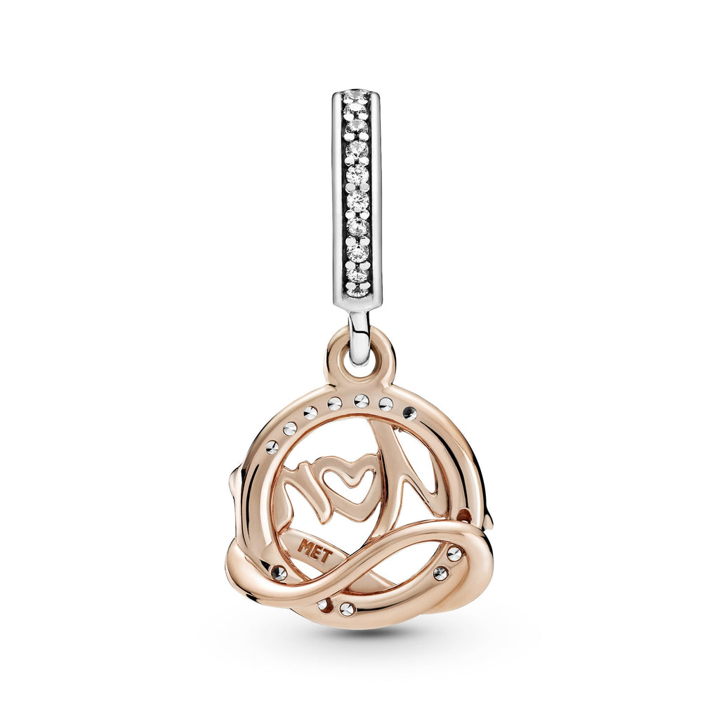 PANDORA Two-tone Mum Dangle Charm 14K Rose Gold Plated Unique Metal Blend Family And Friends Charms Bracelet Charm Jewelry Gift