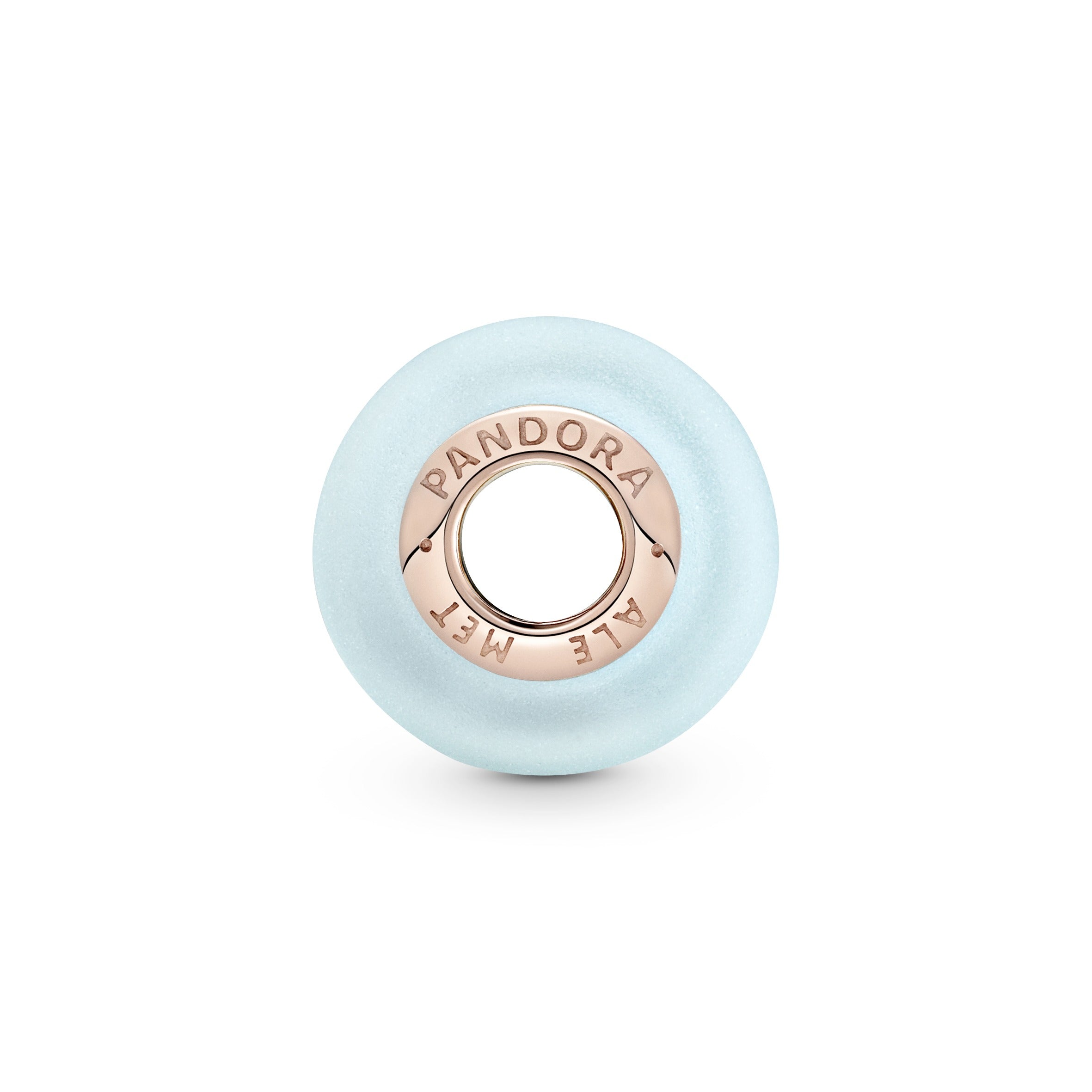 PANDORA Matte Blue Murano Glass Charm 14K Rose Gold Plated Unique Metal Blend Charms Bracelet Charm Jewelry Gift