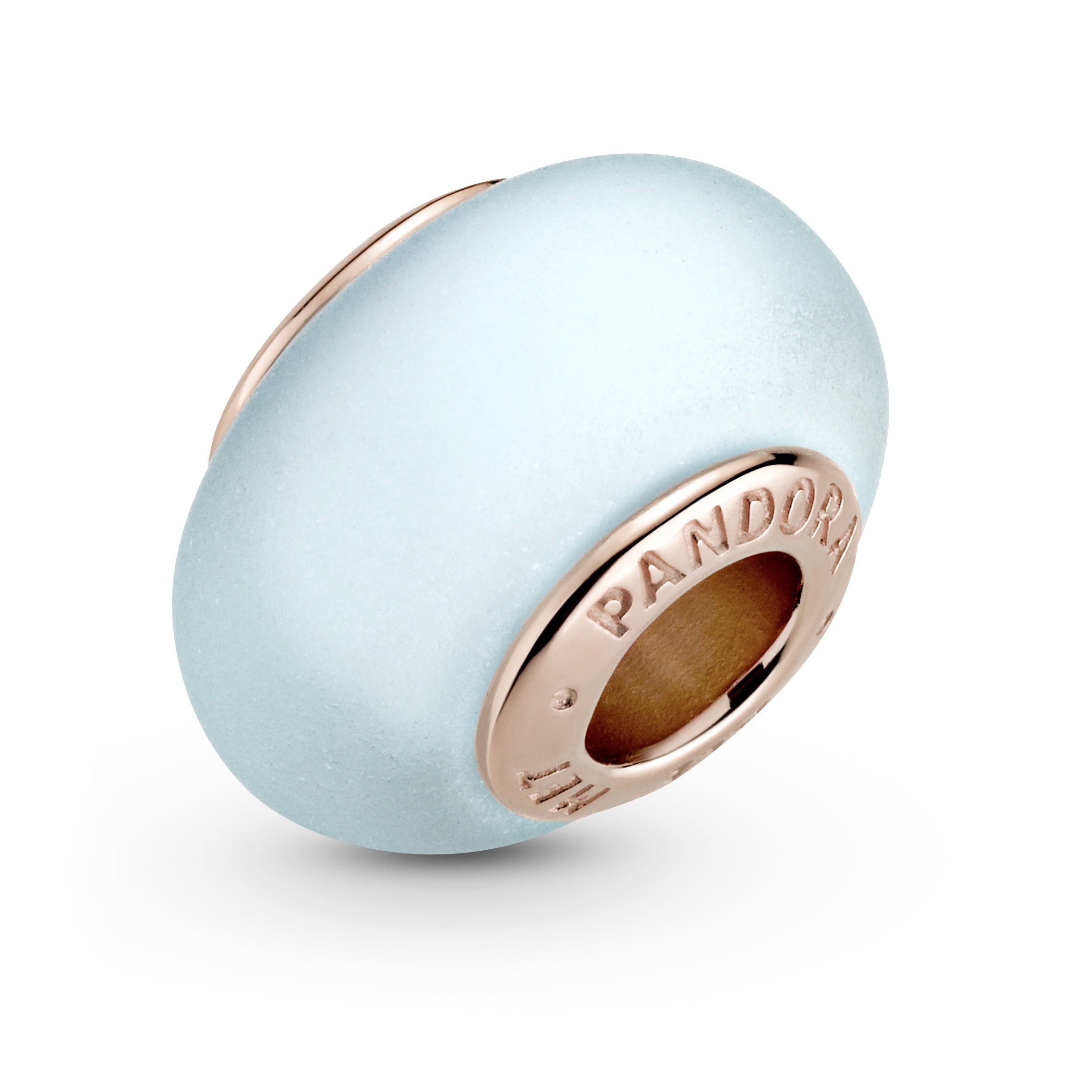 PANDORA Matte Blue Murano Glass Charm 14K Rose Gold Plated Unique Metal Blend Charms Bracelet Charm Jewelry Gift