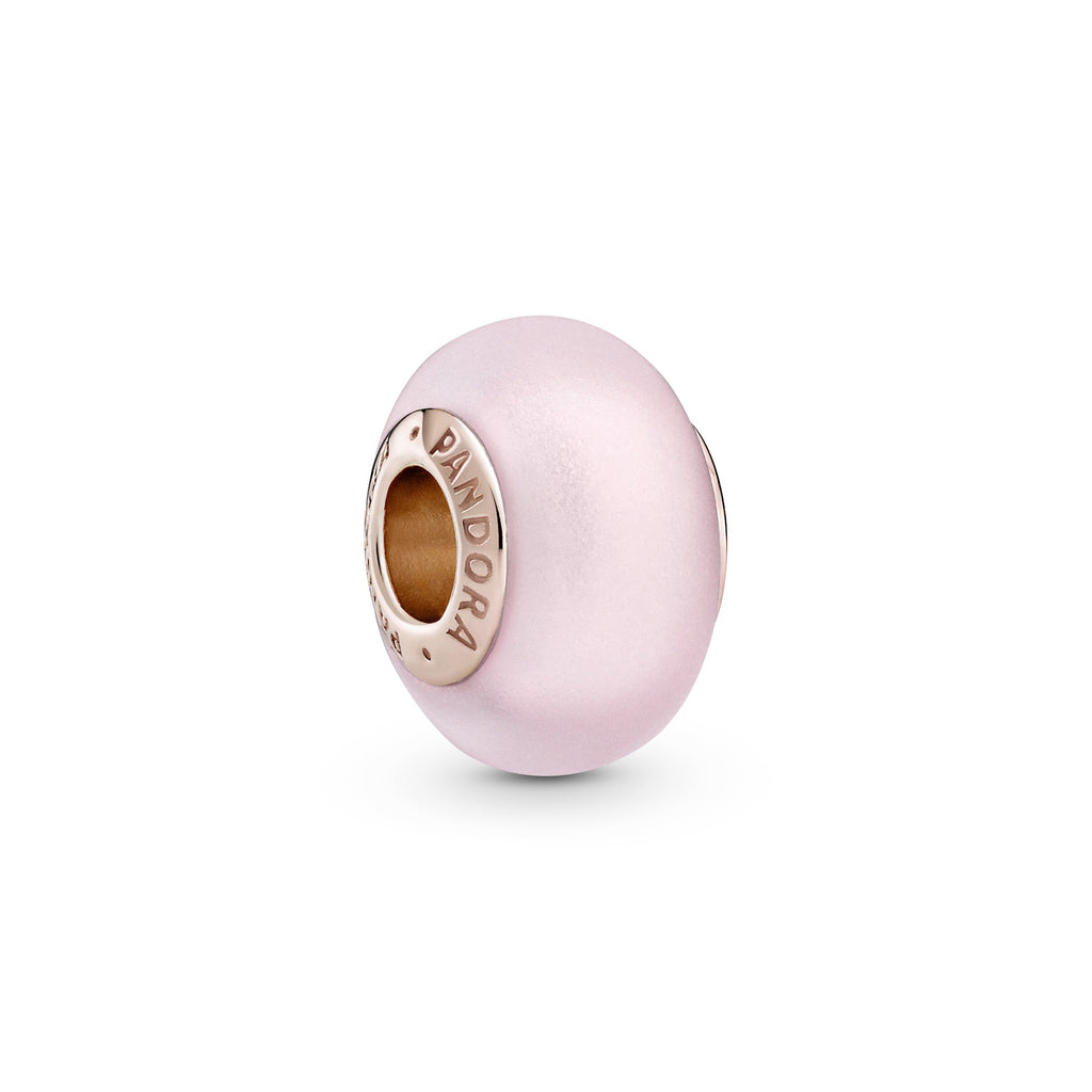 PANDORA Matte Pink Murano Glass Charm 14K Rose Gold Plated Unique Metal Blend Charms Bracelet Charm Jewelry Gift