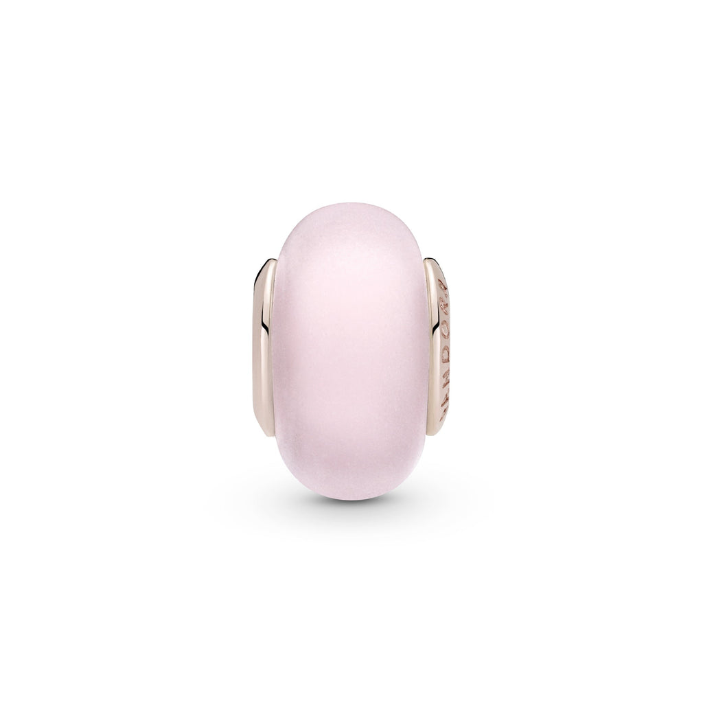 PANDORA Matte Pink Murano Glass Charm 14K Rose Gold Plated Unique Metal Blend Charms Bracelet Charm Jewelry Gift